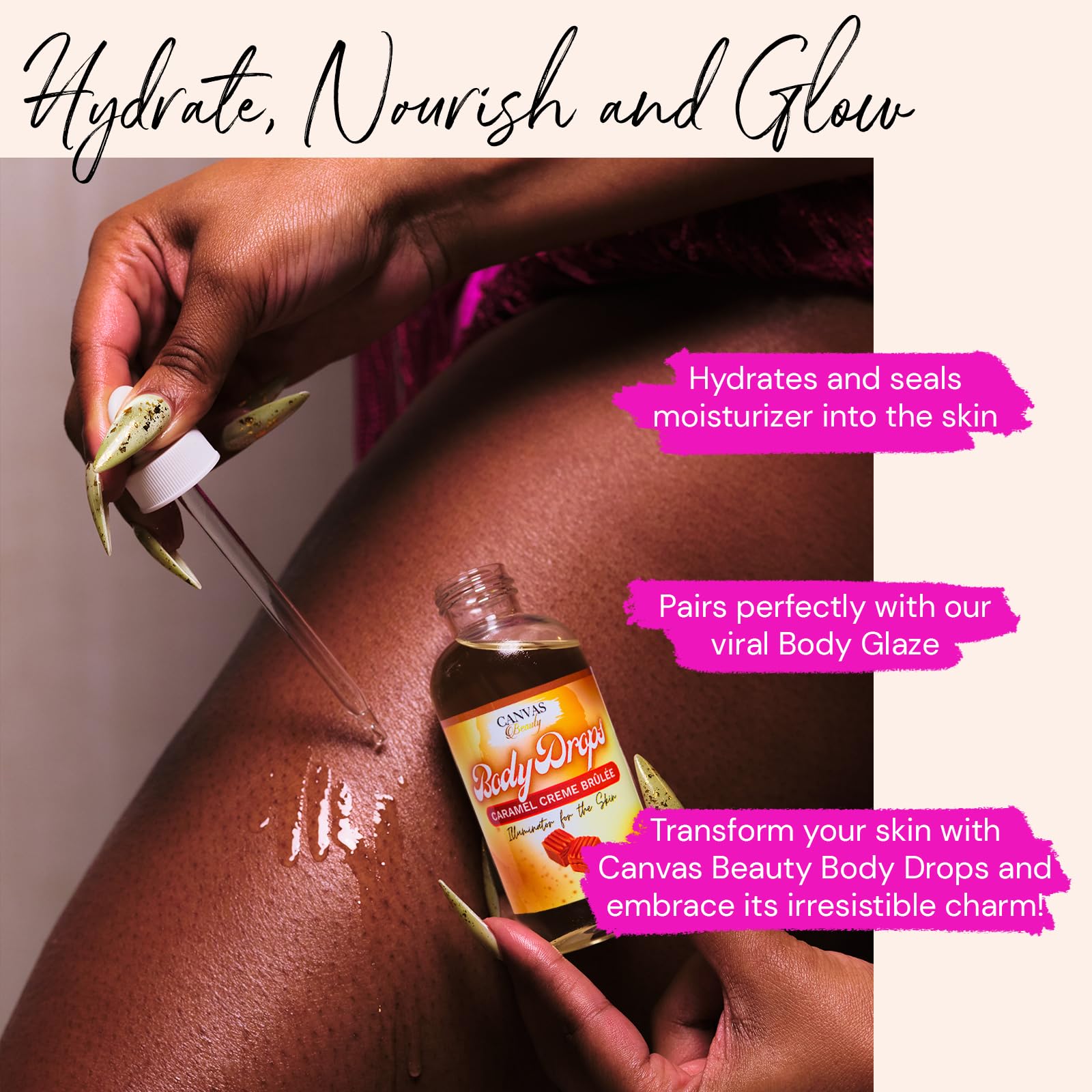 Canvas Beauty Body Drops Creme Brulee - Deep Hydration with Coconut & Jojoba