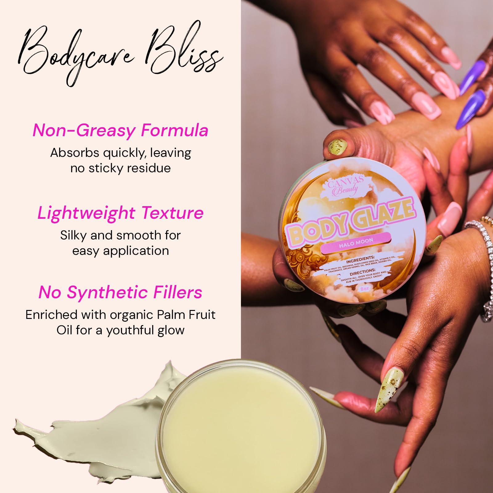 Canvas Beauty Body Glaze Halo Moon — Non-Greasy Hydration for Soft, Glowing Skin
