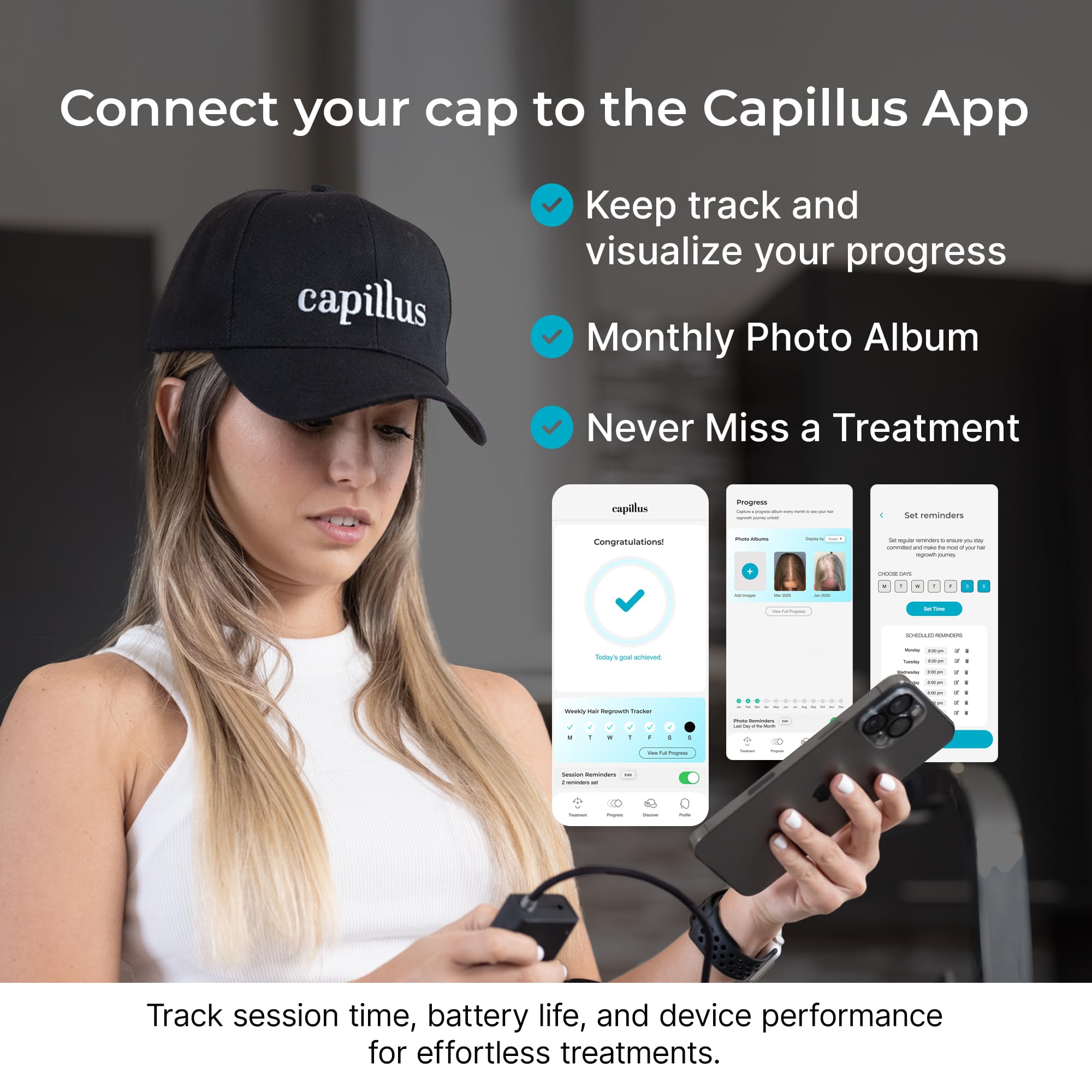Capillus PRO Red Light Cap for Hair Regrowth — 272 Lasers, FDA Cleared, Bluetooth
