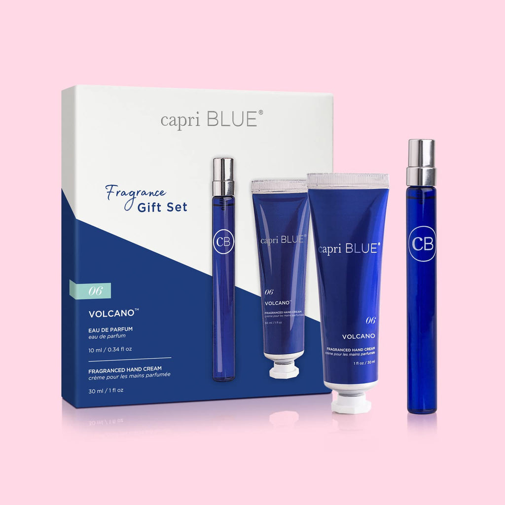 Capri Blue Volcano Fragrance Gift Set: Eau de Parfum .34 fl oz + Volcano Mini Hand Cream 1 oz | Cruelty-Free Skincare