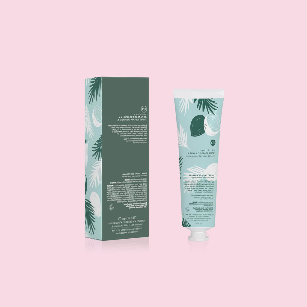 Capri Blue Flora Edit Hand Cream Travel Size – Coconut Santal, 3 oz | Nourishing Moisturizer with Jojoba Oil & Shea Butter