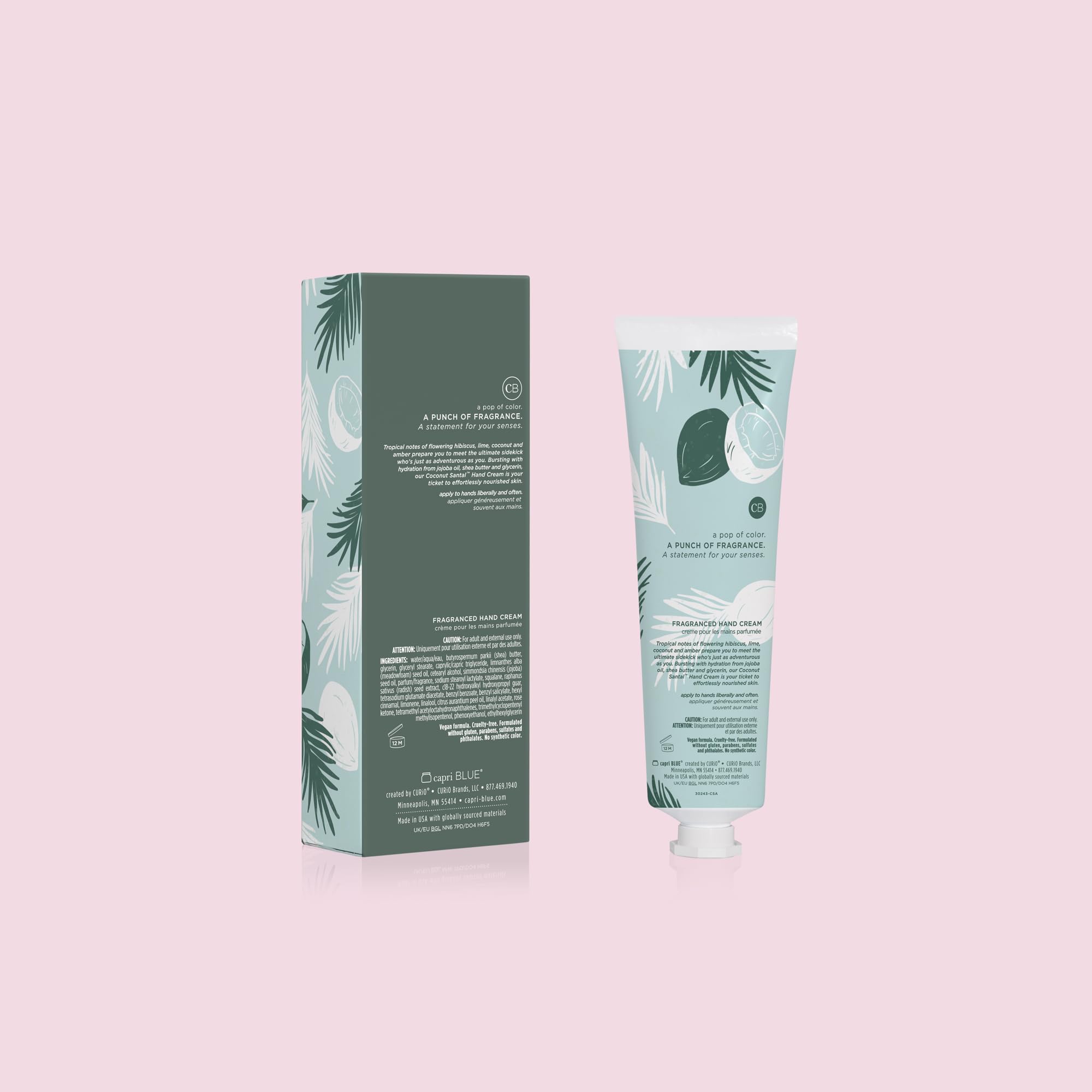 Capri Blue Flora Edit Hand Cream Travel Size – Coconut Santal, 3 oz | Nourishing Moisturizer with Jojoba Oil & Shea Butter