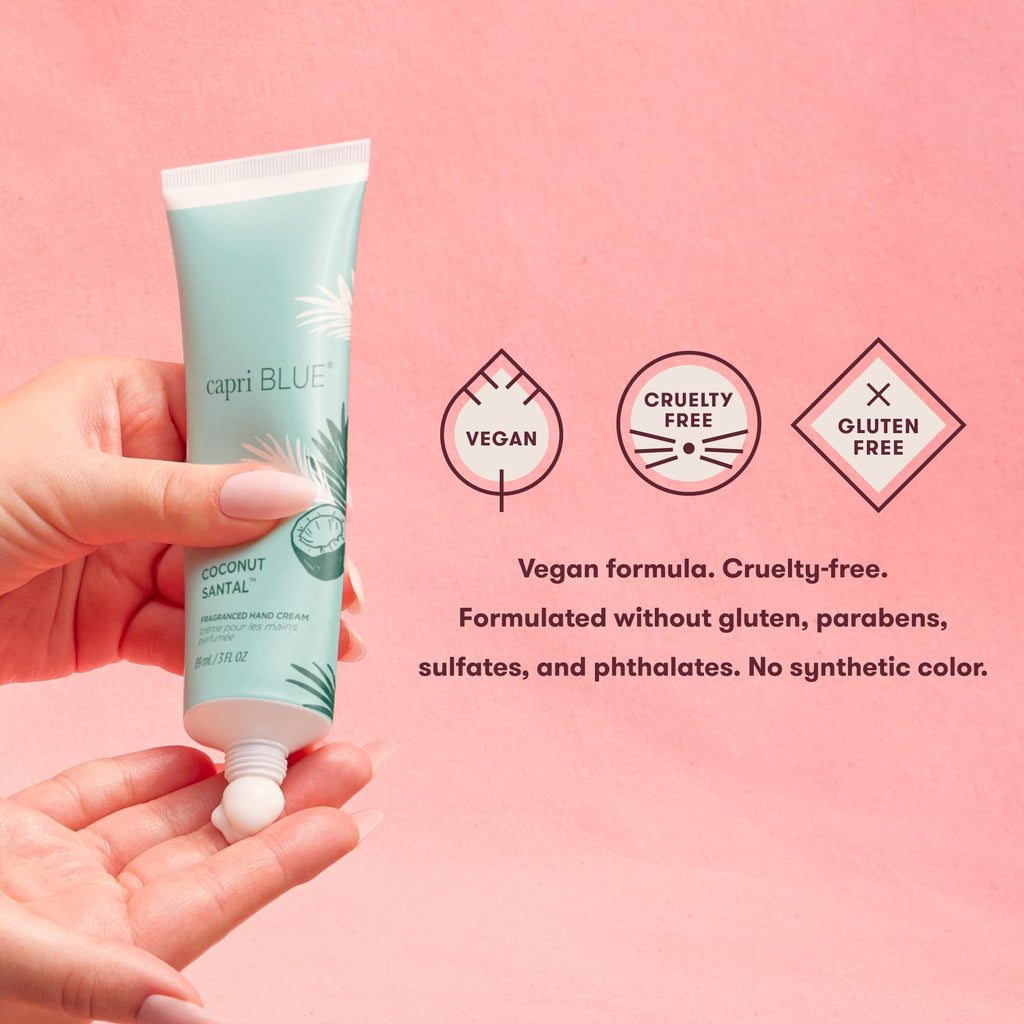 Capri Blue Flora Edit Hand Cream Travel Size – Coconut Santal, 3 oz | Nourishing Moisturizer with Jojoba Oil & Shea Butter