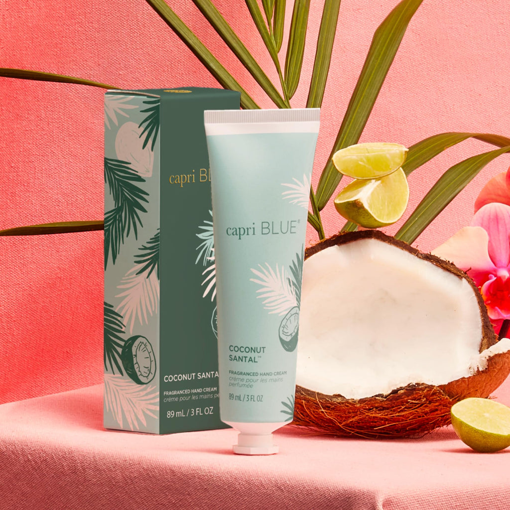 Capri Blue Flora Edit Hand Cream Travel Size – Coconut Santal, 3 oz | Nourishing Moisturizer with Jojoba Oil & Shea Butter