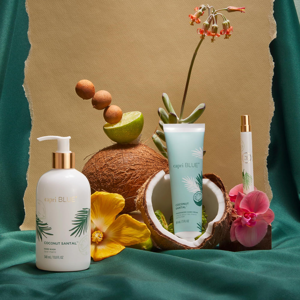 Capri Blue Flora Edit Hand Cream Travel Size – Coconut Santal, 3 oz | Nourishing Moisturizer with Jojoba Oil & Shea Butter