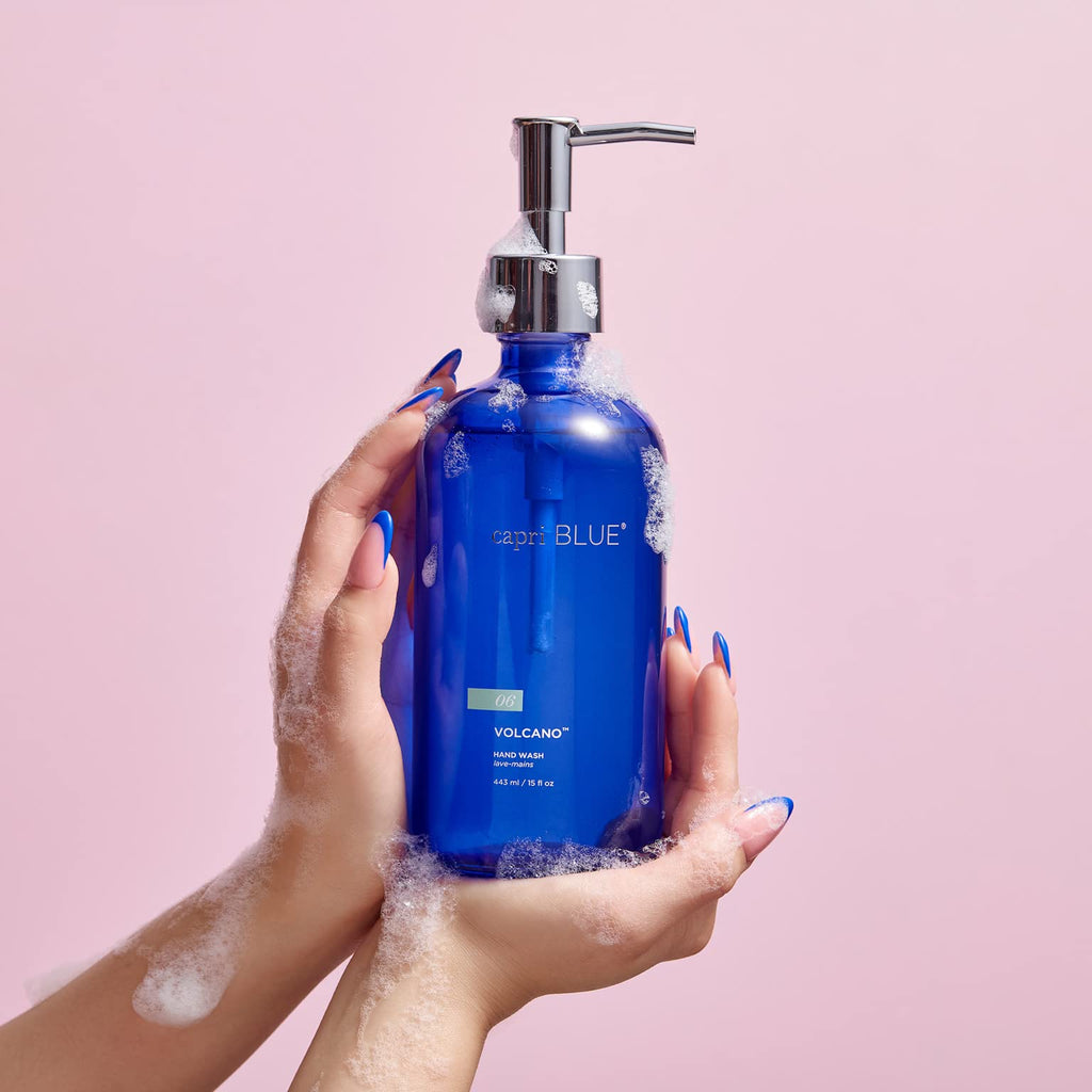 Capri Blue Hand Wash Soap – Volcano Scent, 15 oz Refillable Glass Bottle