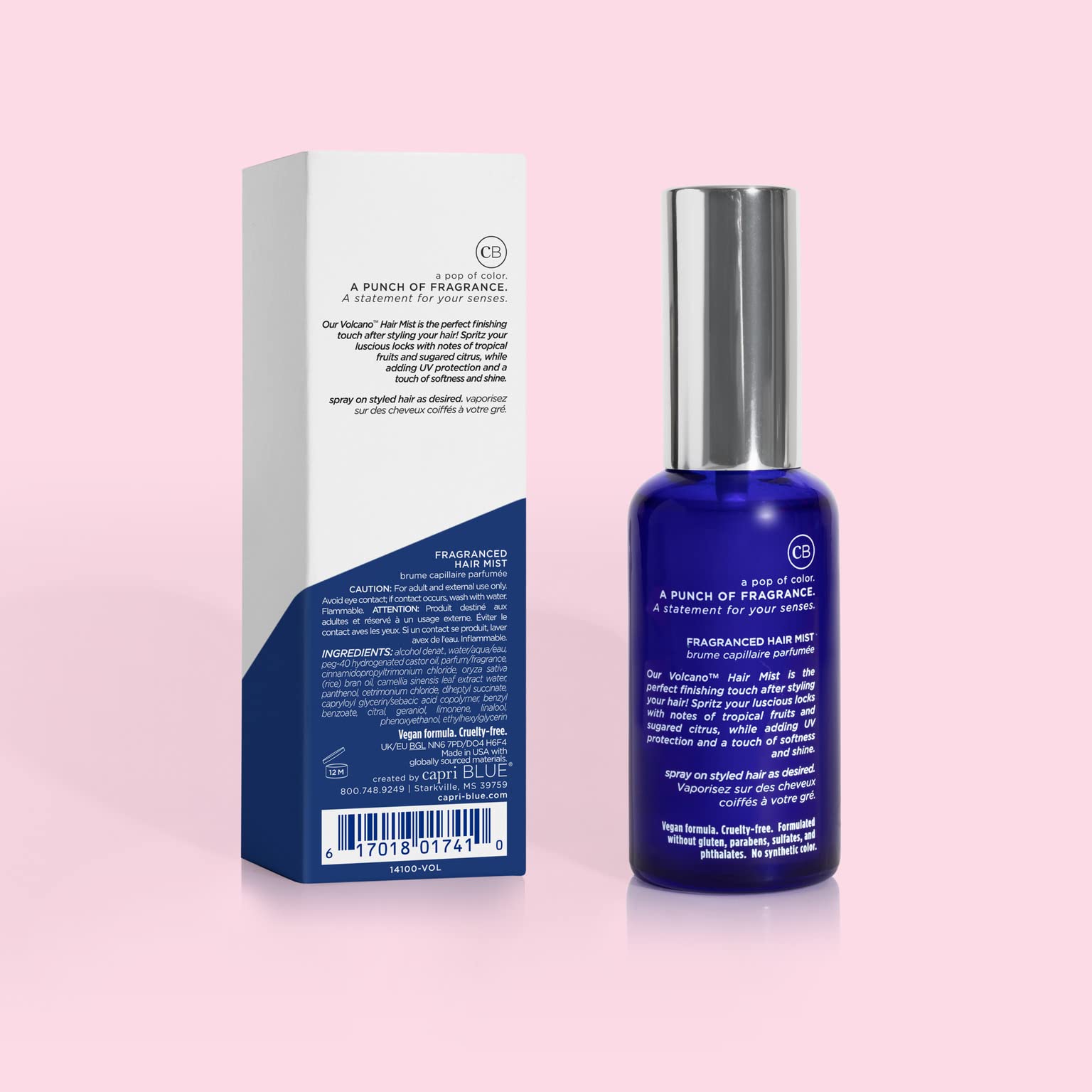 Capri Blue Volcano Hair Mist - Fragranced Shine Spray with Green Tea Extract & Rice Bran Oil (1.6 fl oz)