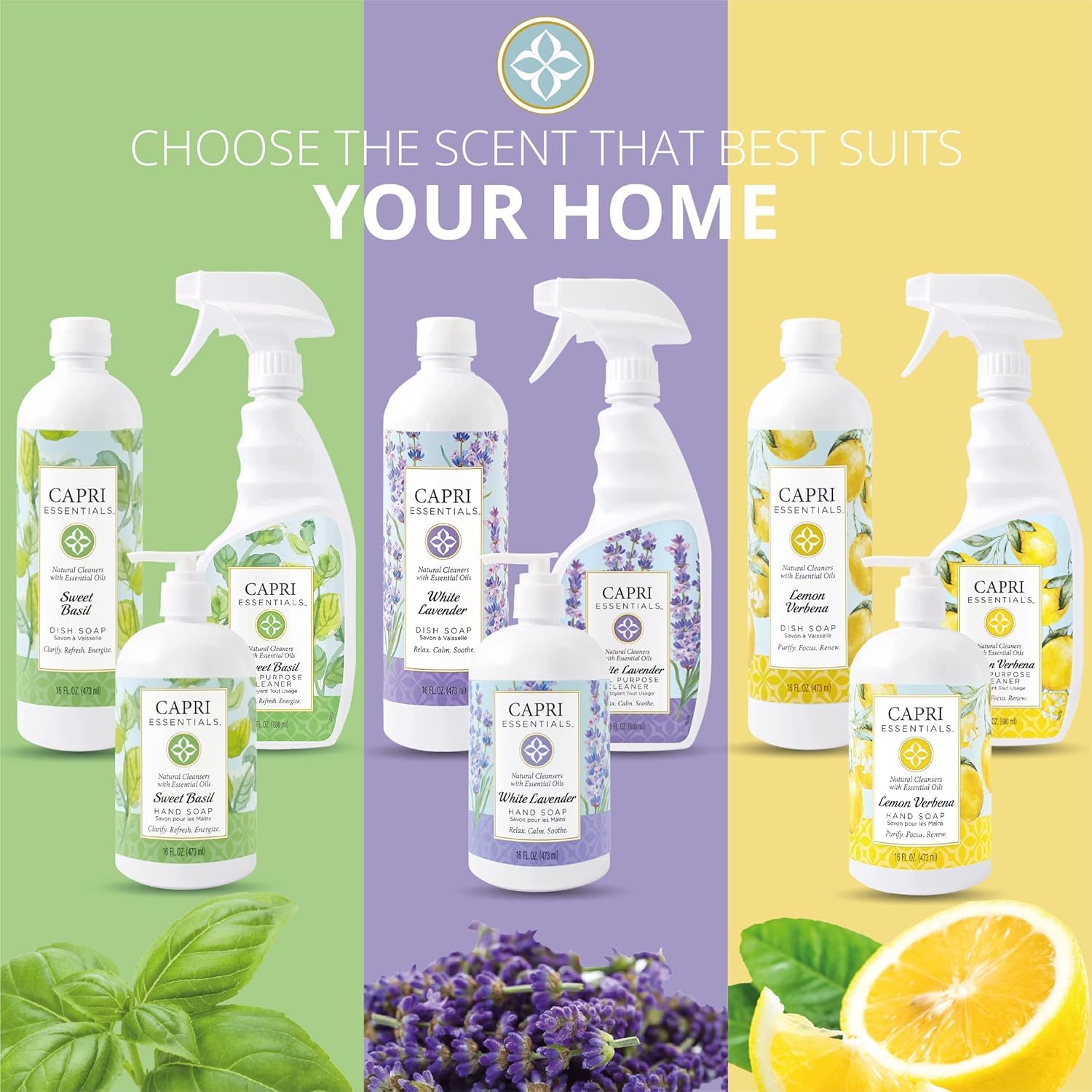 CAPRI ESSENTIALS Hand Soap Liquid – Natural Plant-Based Formula, White Lavender, 16 oz (6 Pack)