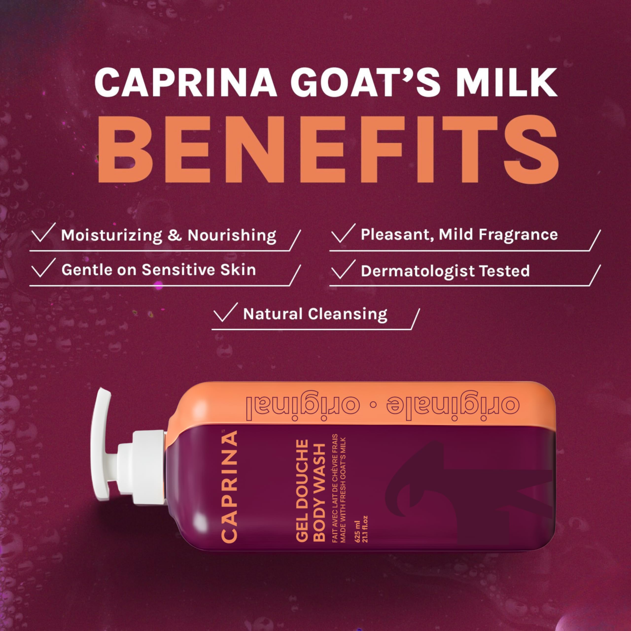 Caprina Fresh Goat Milk Body Wash – ORIGINAL Formula, 625 ml