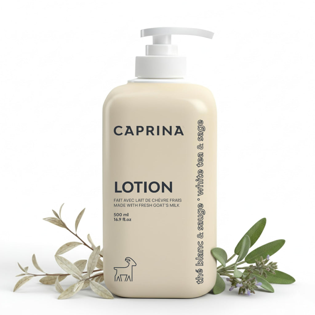 Caprina Goat’s Milk Body Lotion – White Tea & Sage, 500 ml | Refreshing Daily Moisturizer