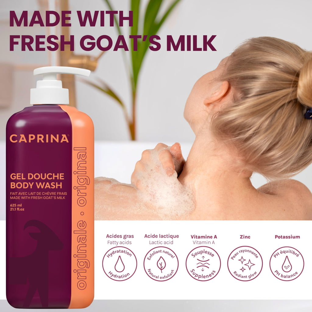 Caprina Fresh Goat Milk Body Wash – ORIGINAL Formula, 625 ml