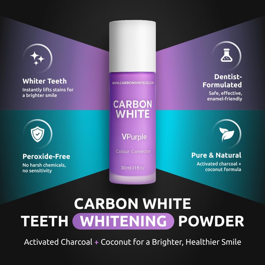 Carbon White VPurple Colour Corrector – Purple Toothpaste for Instant Brightening, Peroxide-Free, Safe for Daily Use (30ml)
