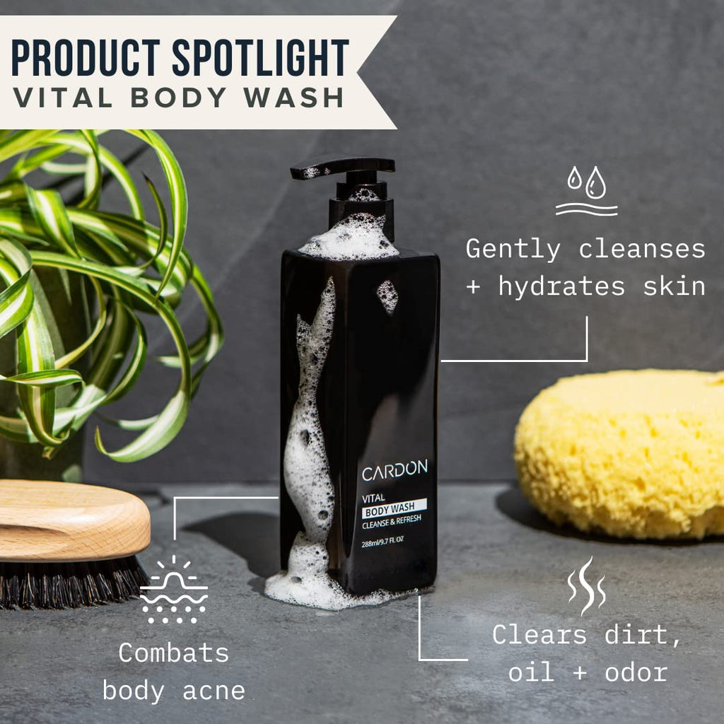 Cardon Acne Clearing Men's Body Wash – Korean Skincare with Green Tea, Sea Buckthorn & Cica