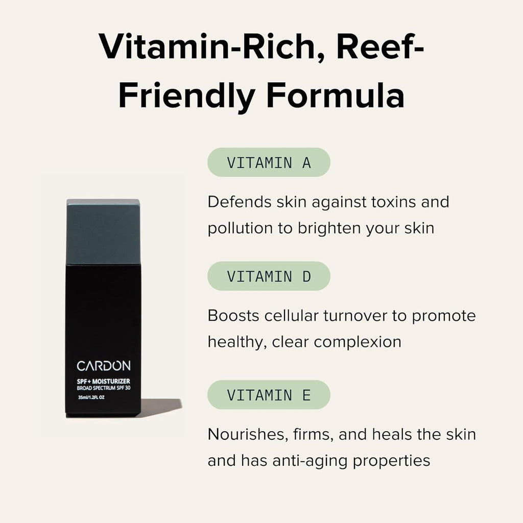 Cardon Men's SPF 30 Korean Sunscreen & Hydrating Face Moisturizer – No White Cast