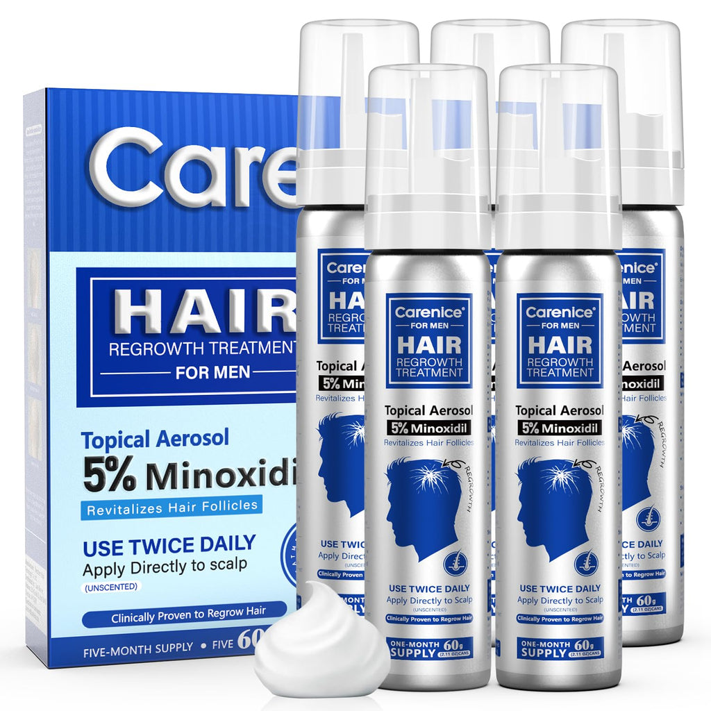 CARENICE 5% Minoxidil Foam for Men with Biotin – Unscented, 10.55 oz (Compare to Rogaine)