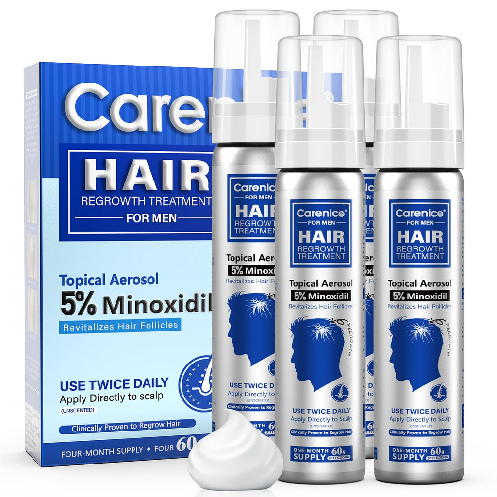 CARENICE 5% Minoxidil Foam for Men with Biotin – Unscented, 8.44oz