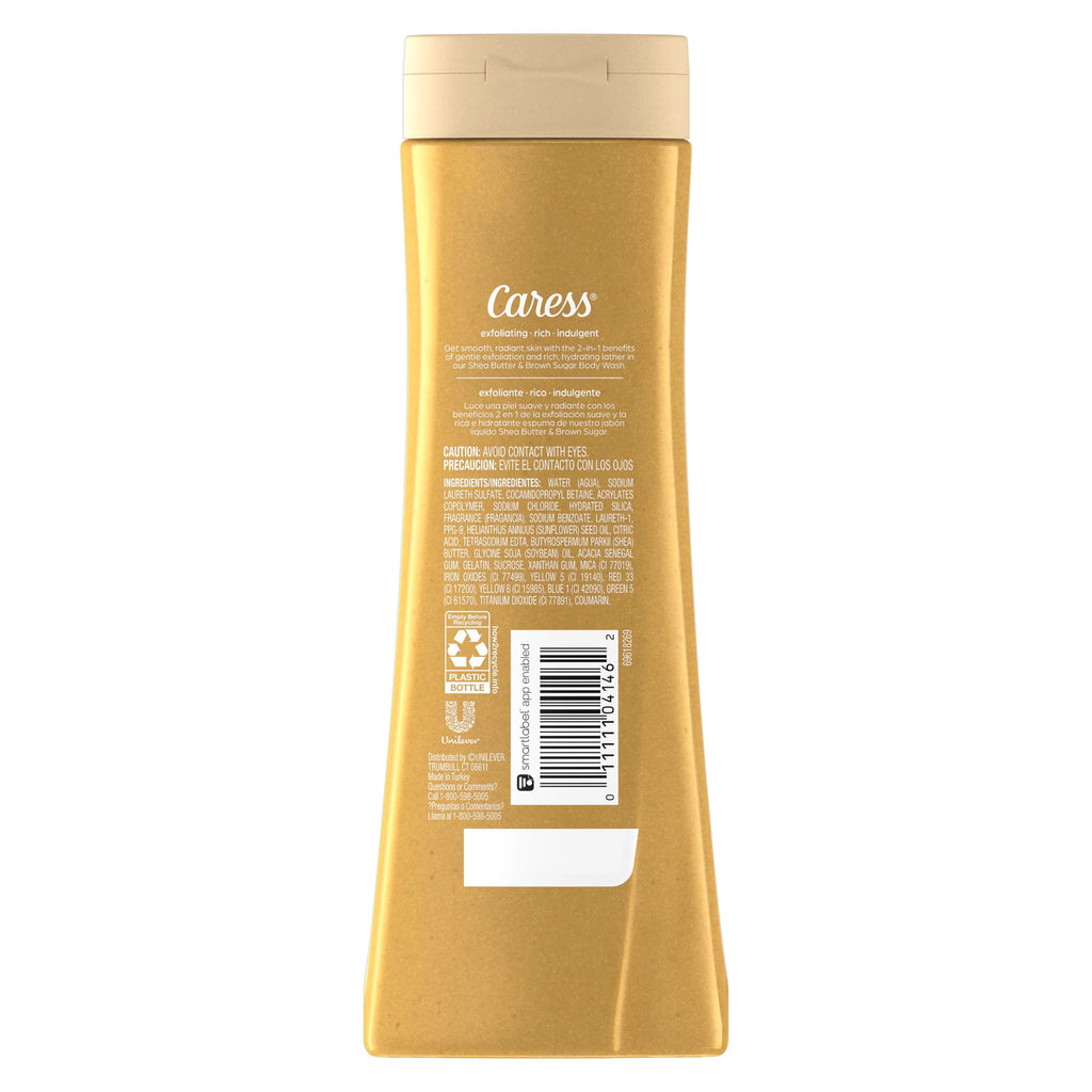 Caress Body Wash with Shea Butter & Brown Sugar — Moisturizing Exfoliating Soap, 2 x 20 oz