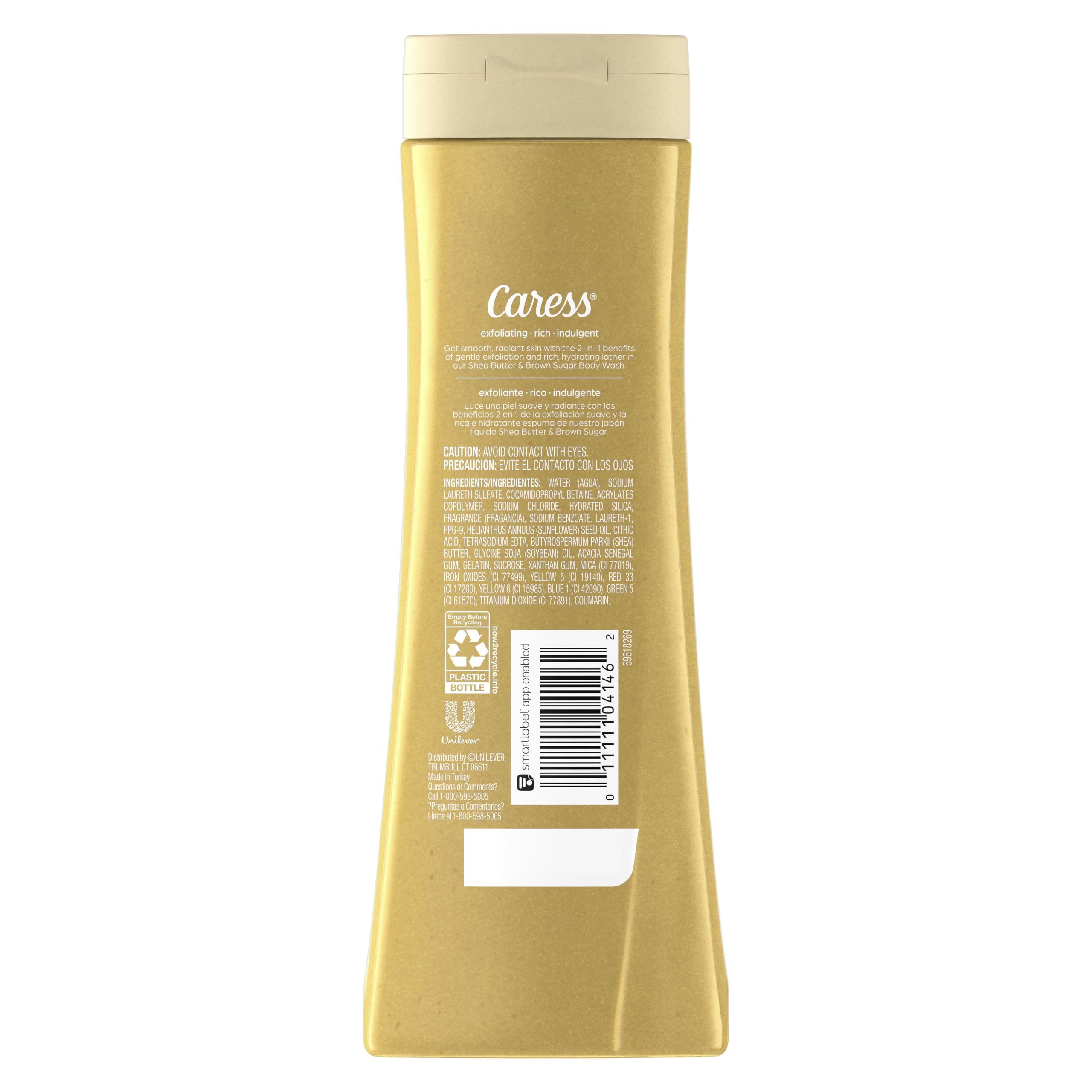 Caress Body Wash with Shea Butter & Brown Sugar — Moisturizing Exfoliating Soap, 2 x 20 oz
