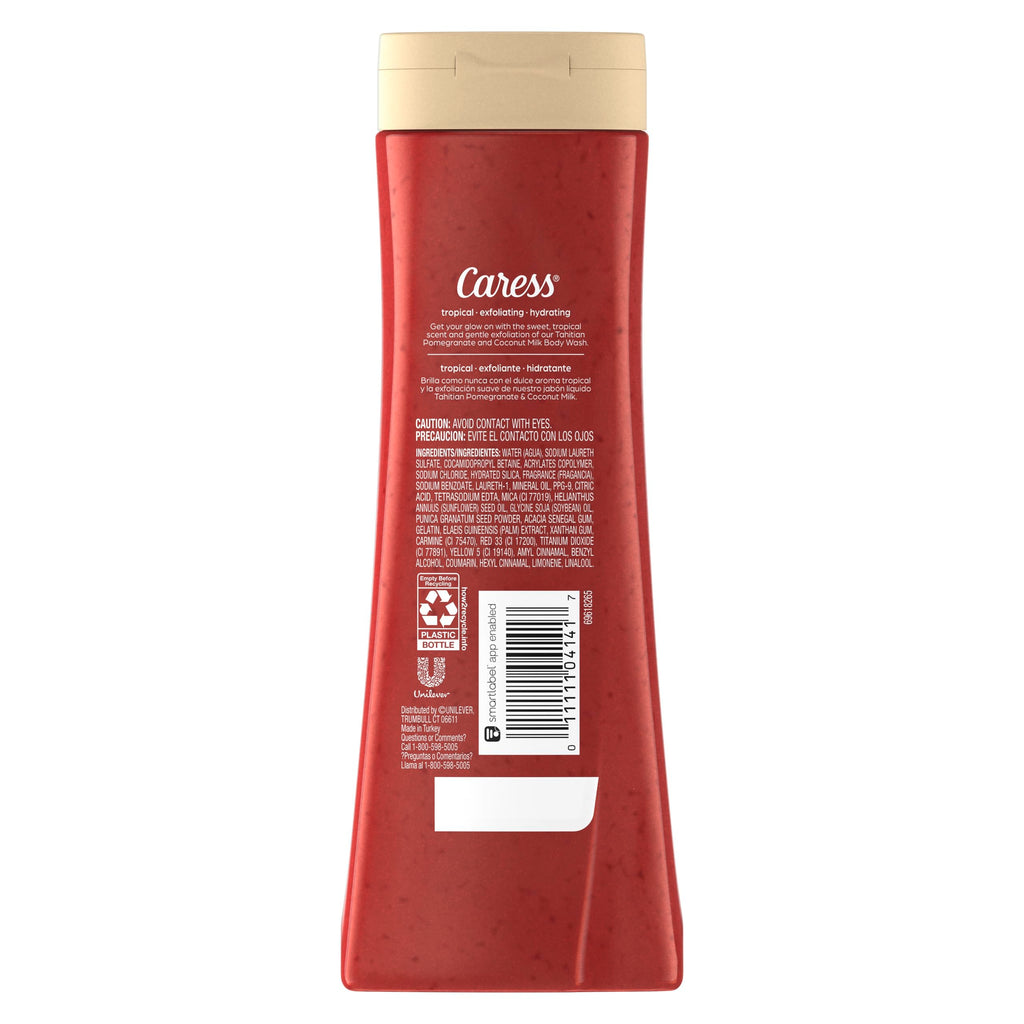 Caress Tahitian Pomegranate & Coconut Milk Body Wash – 20oz Twin Pack | Moisturizing & Exfoliating