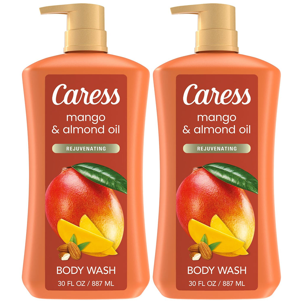 Caress Mango & Almond Oil Body Wash – 2-Pack, Moisturizing Liquid Soap, 30 oz Each