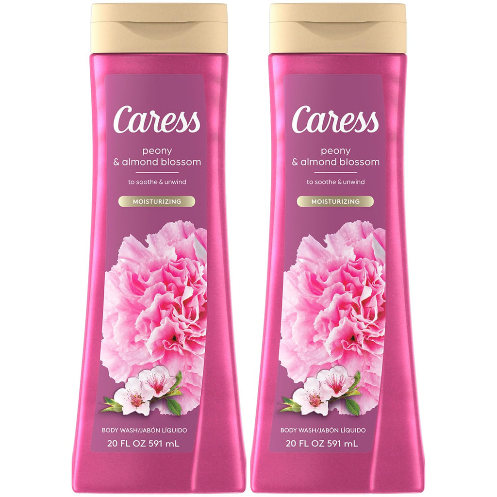 Caress Moisturizing Peony & Almond Blossom Body Wash – 20oz Pack of 2
