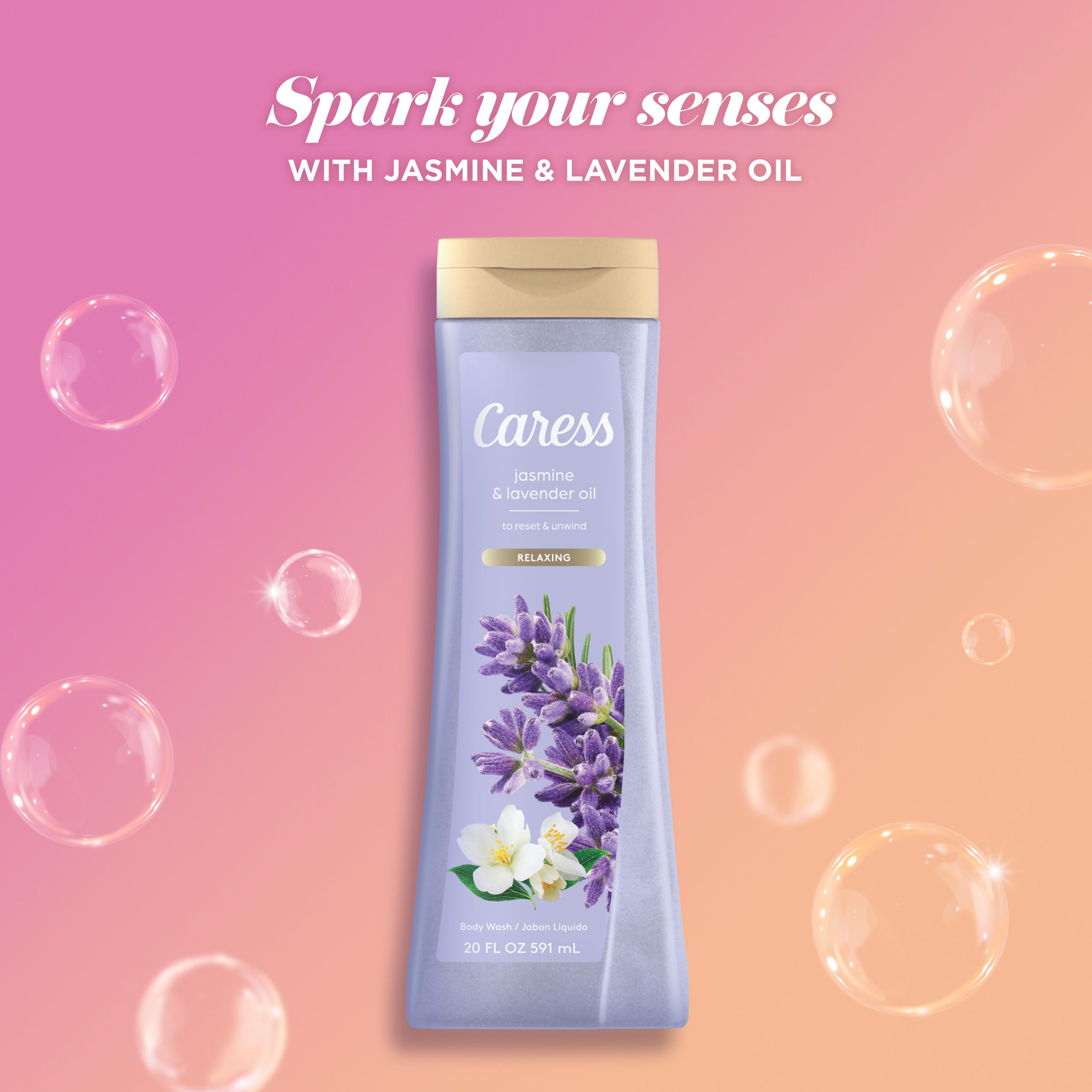 Caress Body Wash – Relaxing Jasmine & Lavender, 2-Pack, 40 oz total