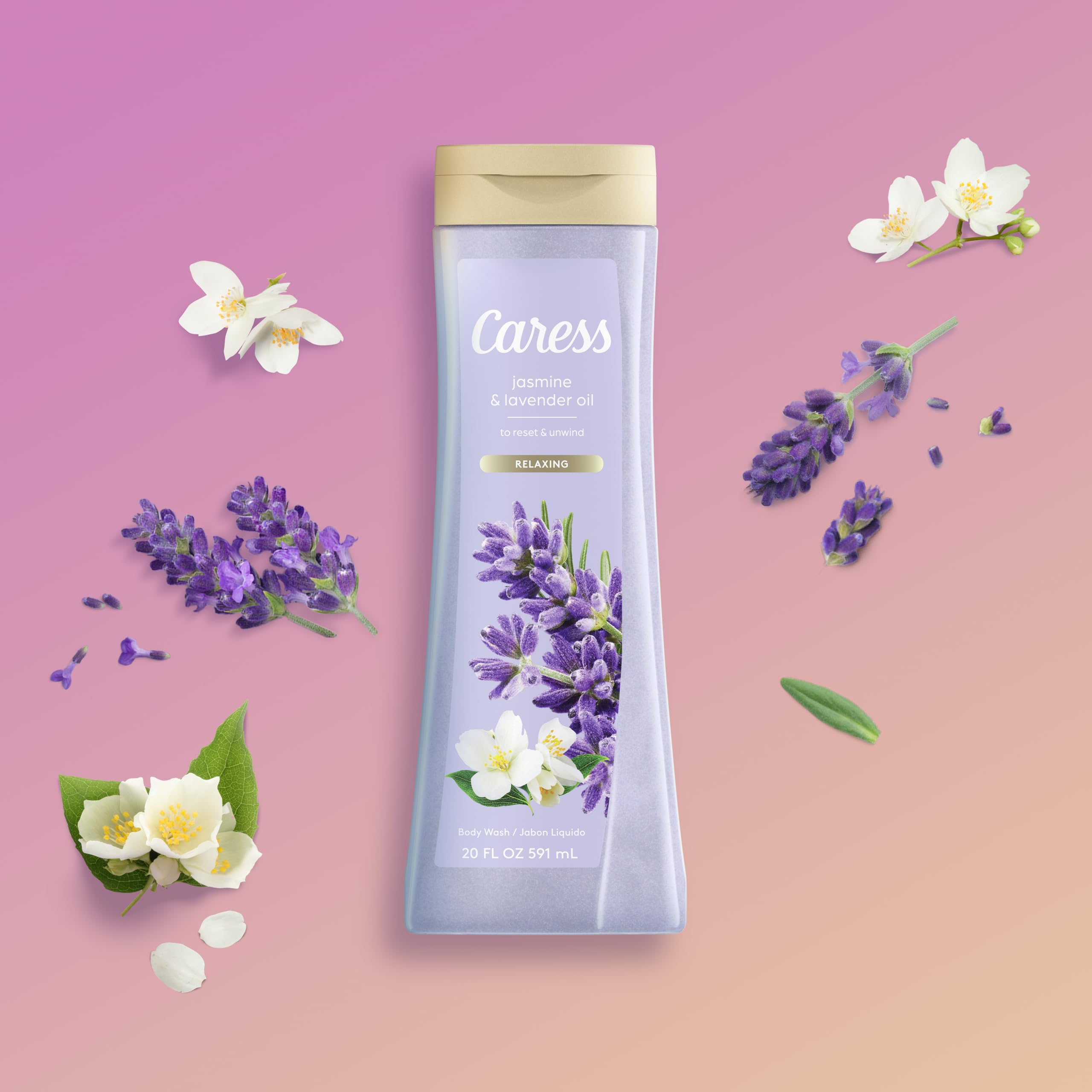Caress Body Wash – Relaxing Jasmine & Lavender, 2-Pack, 40 oz total
