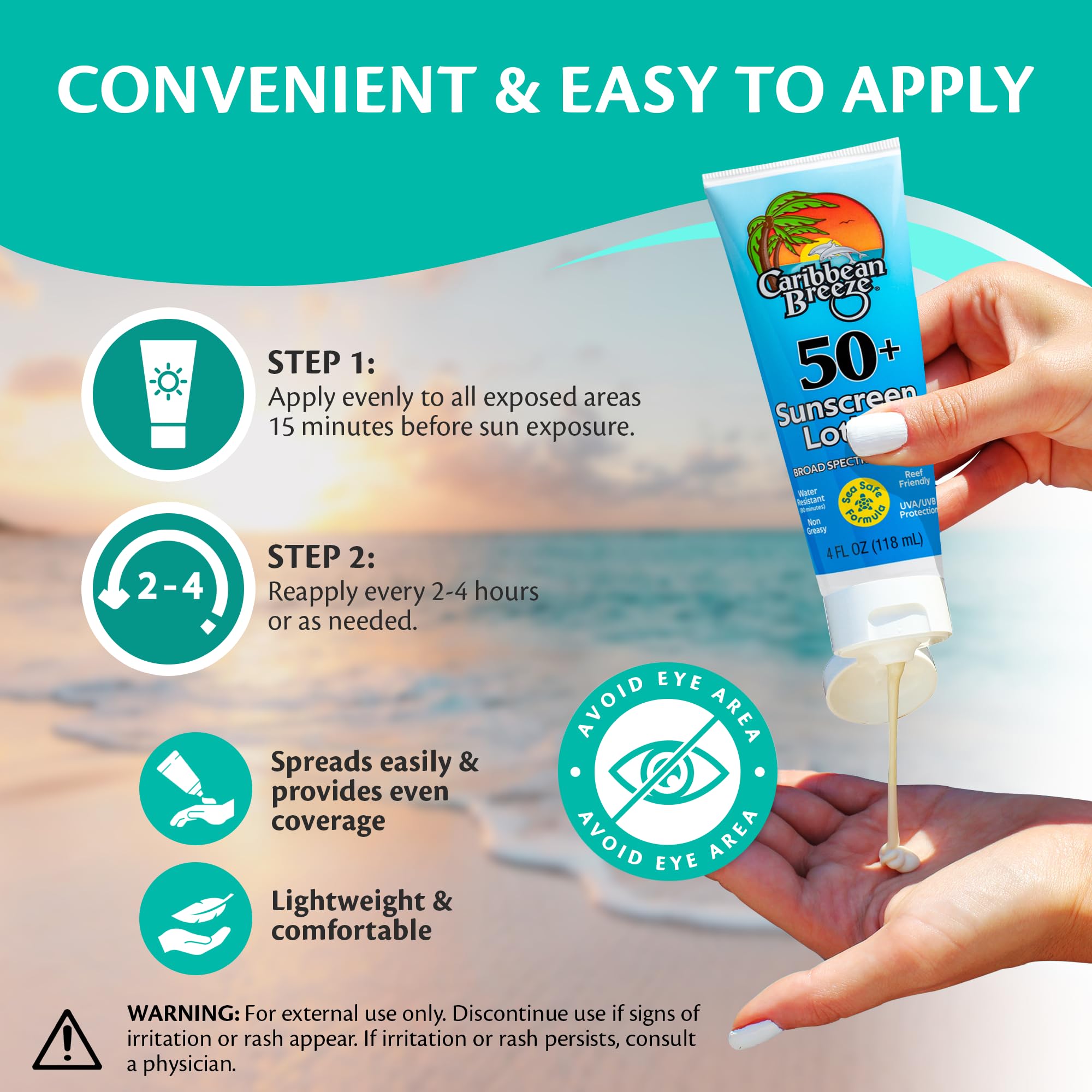 Caribbean Breeze Reef Friendly SPF 50 Lotion – Mango Lime Scent, 4 oz
