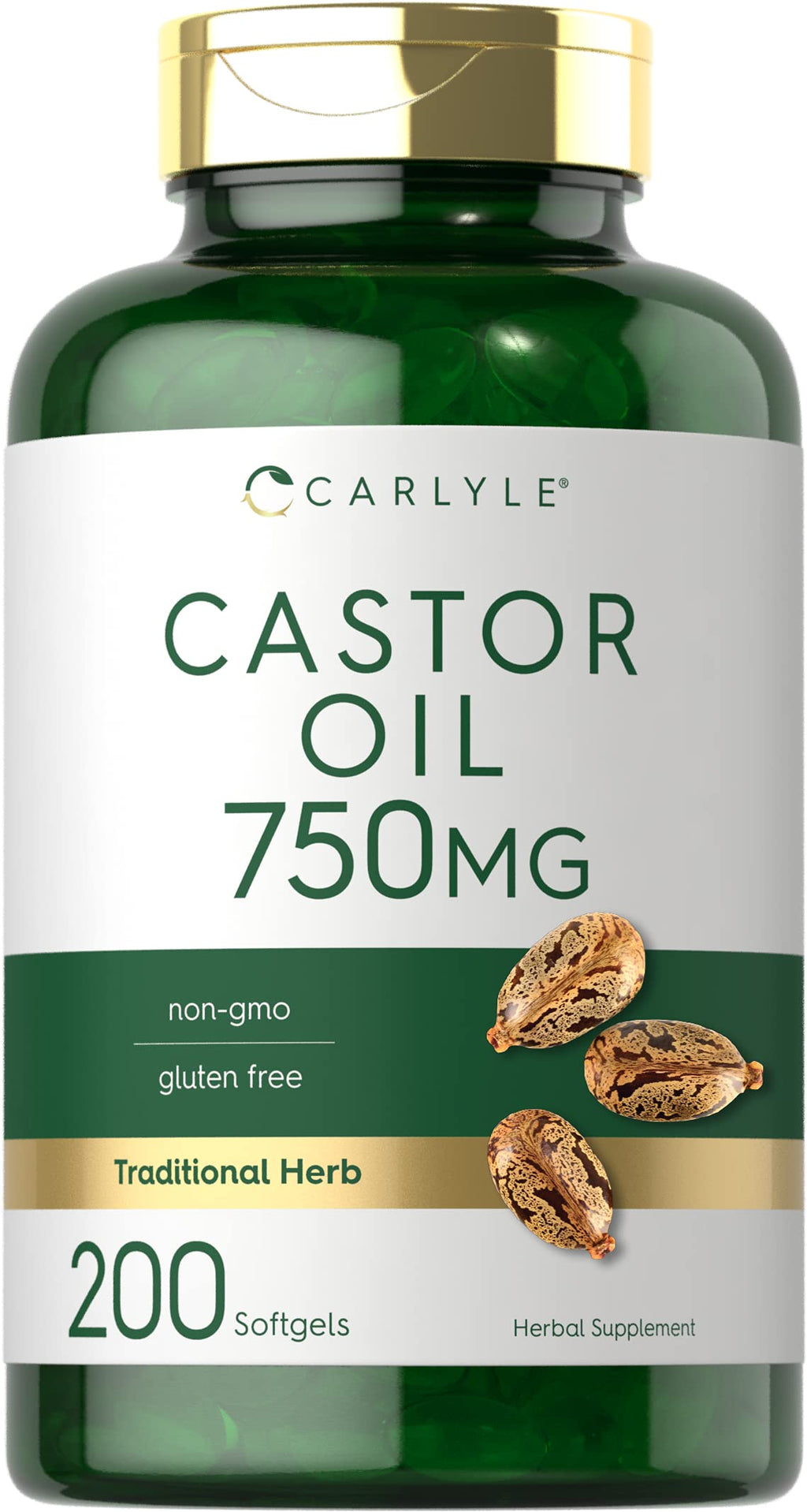 Carlyle Castor Oil 750mg | 200 Softgels | Gluten Free & Non-GMO | Traditional Herb