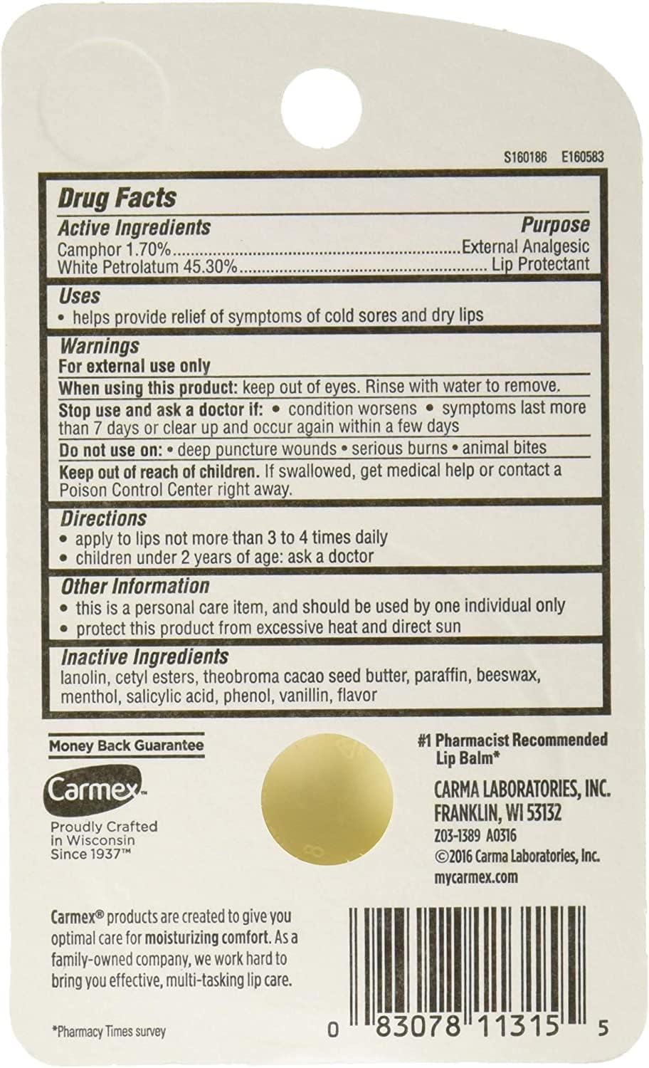 Carmex Classic Lip Balm Medicated 0.25 oz – Pack of 10 | Soothing Lip Care
