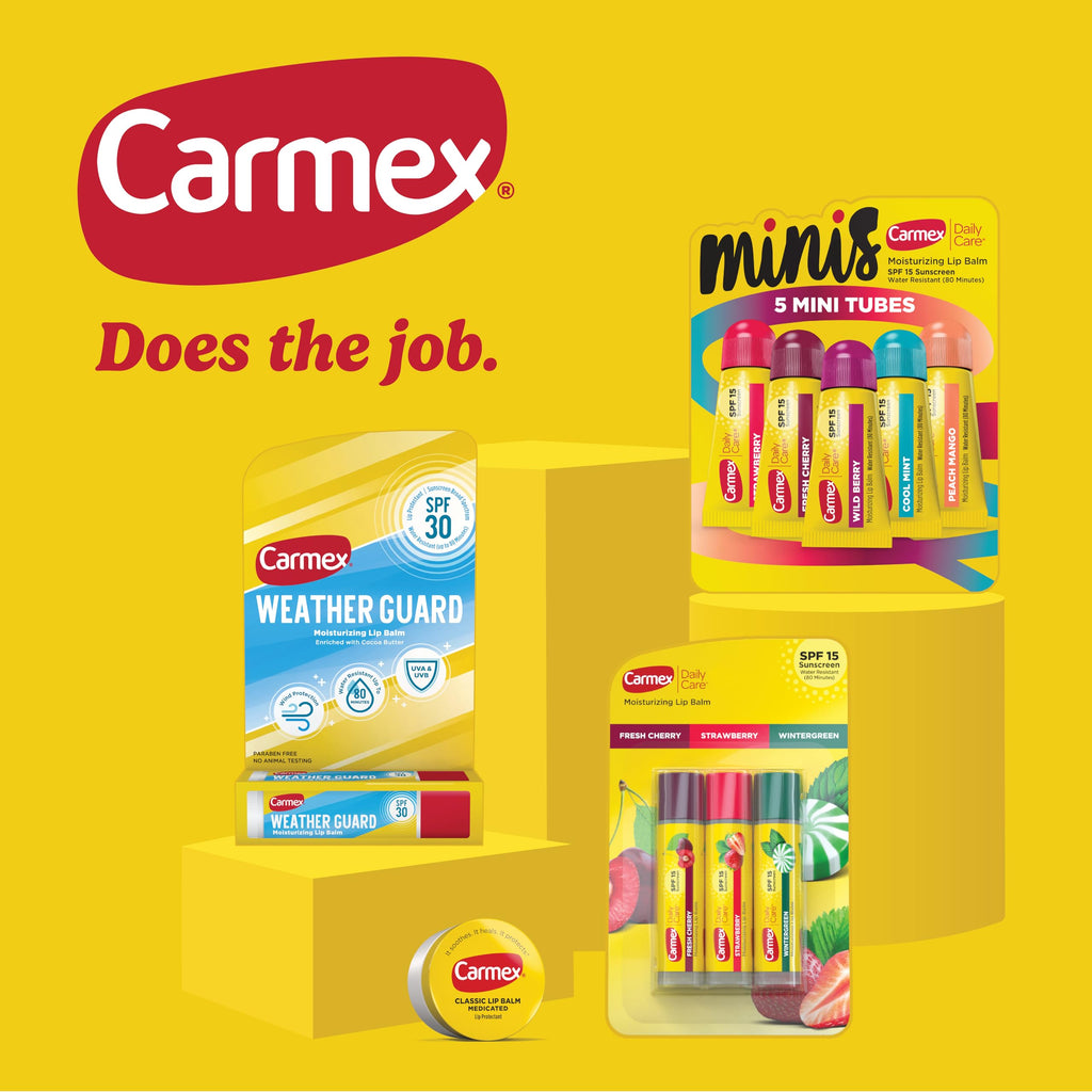 Carmex Classic Medicated Lip Balm Pack – 9-Count Variety (7 Tubes, 2 Sticks) | SPF 15
