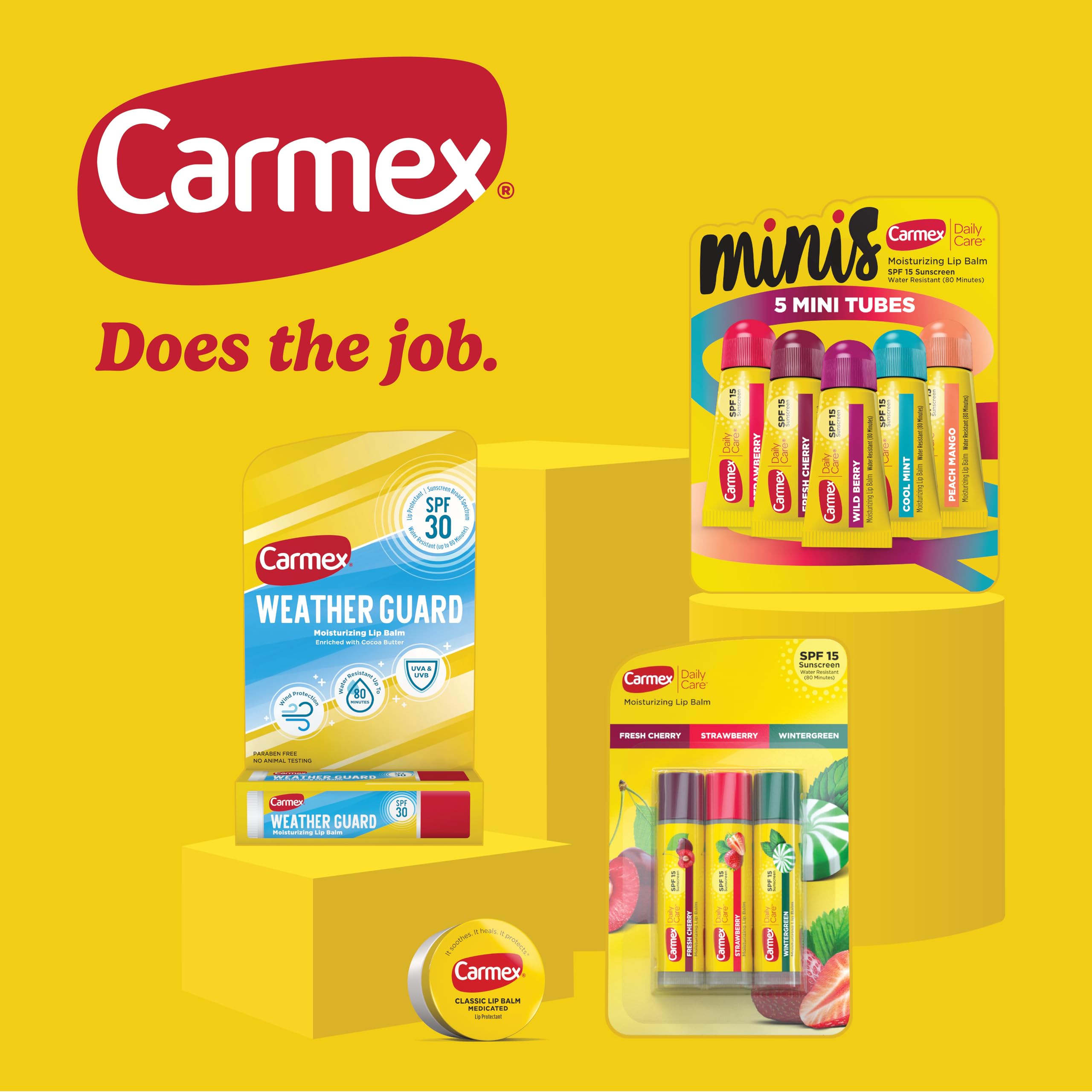 Carmex Classic Medicated Lip Balm Pack – 9-Count Variety (7 Tubes, 2 Sticks) | SPF 15