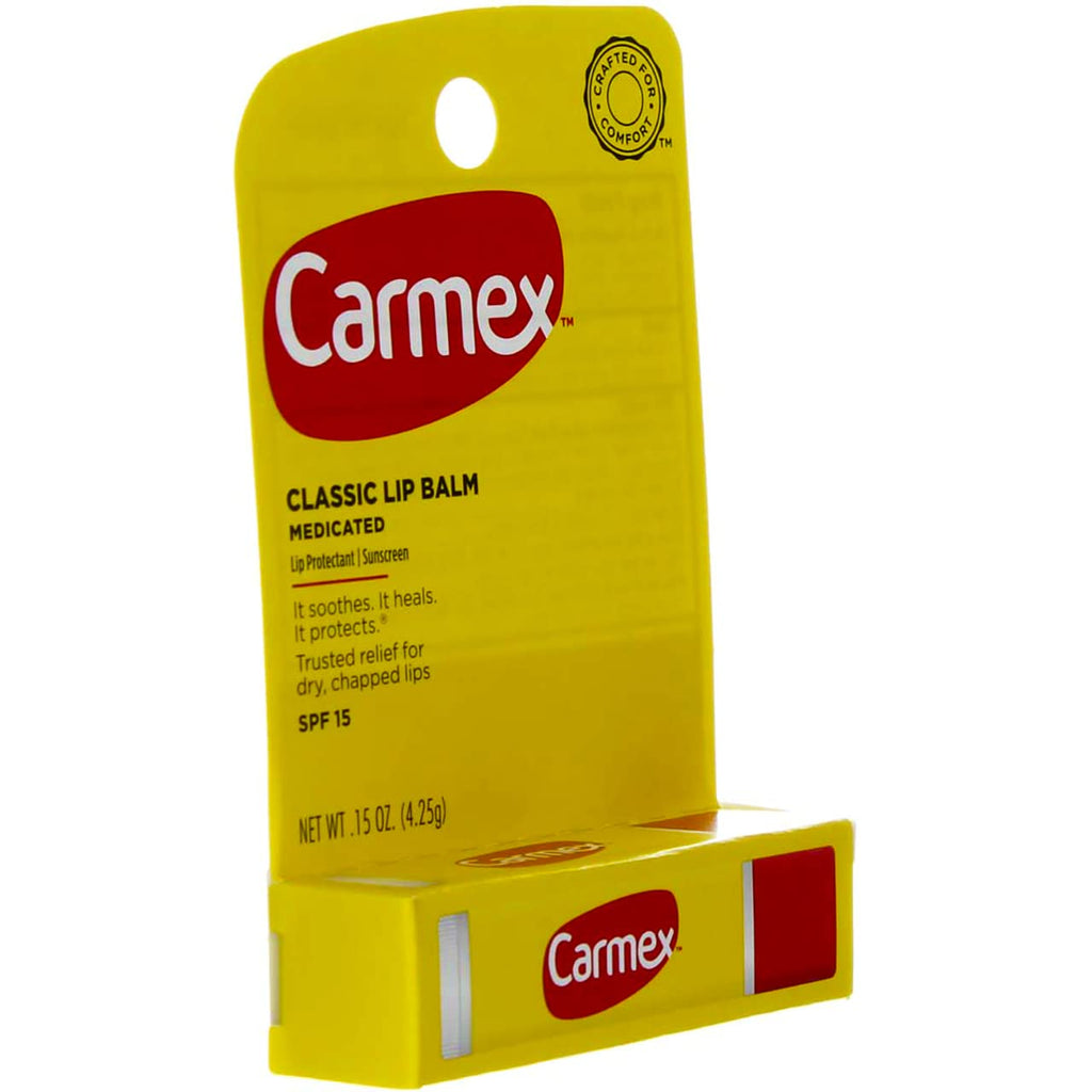 Carmex Classic Lip Balm SPF 15 - 12-Pack 0.15 oz Tubes | Lip Care & Sun Protection