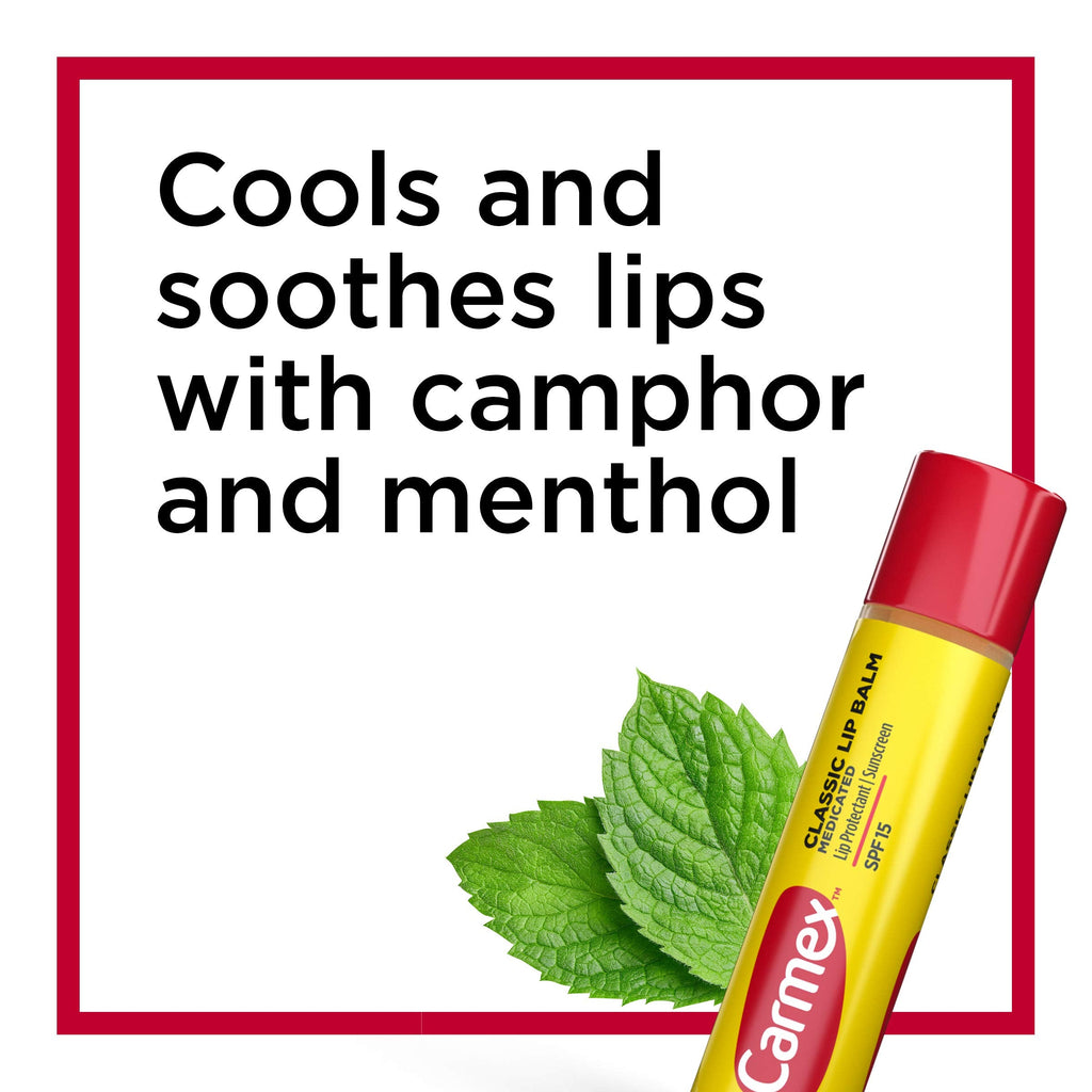 Carmex Classic Medicated Lip Balm Sticks – SPF 15, 9 Sticks (3 Packs of 3) | Lip Moisturizer