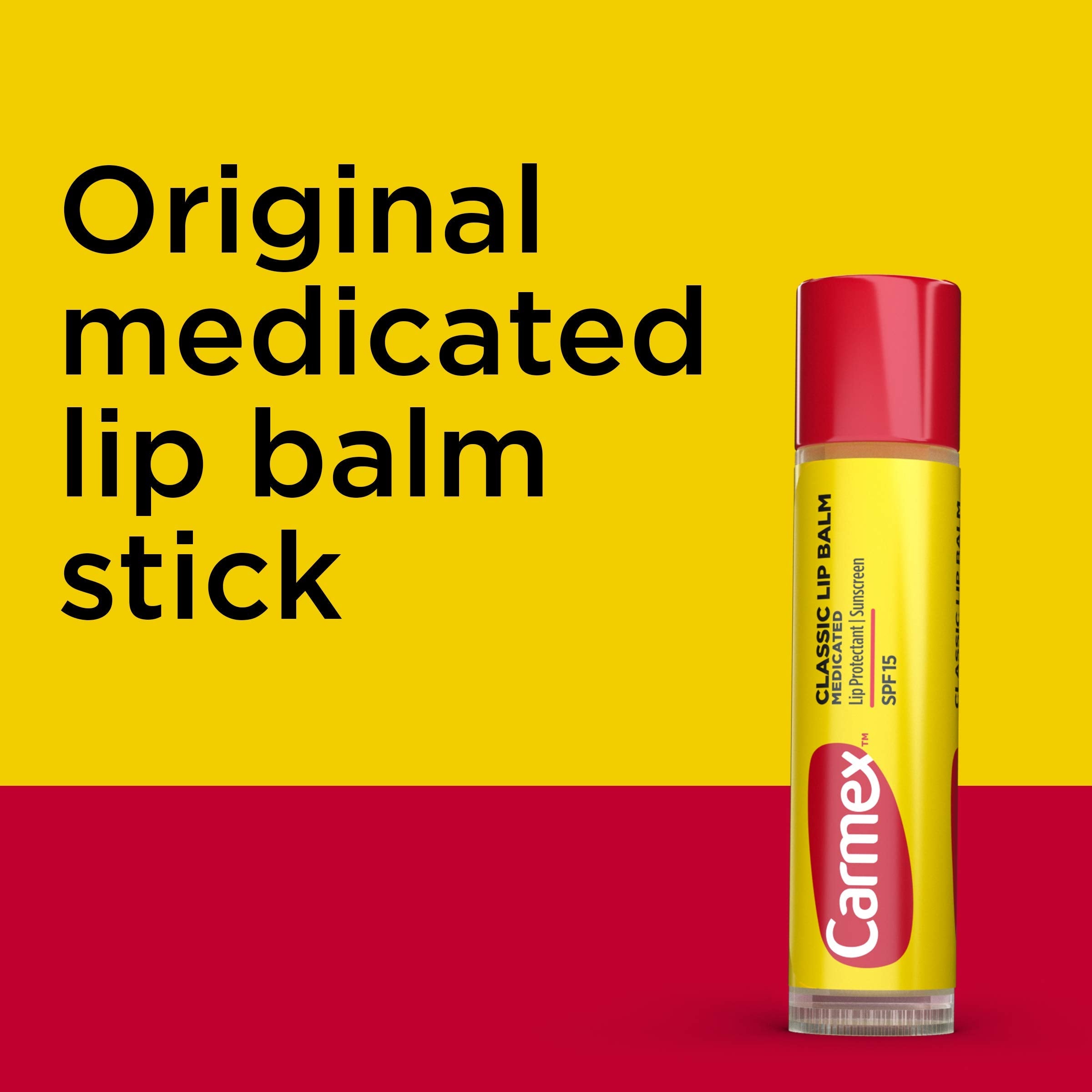 Carmex Classic Medicated Lip Balm Sticks – SPF 15, 9 Sticks (3 Packs of 3) | Lip Moisturizer