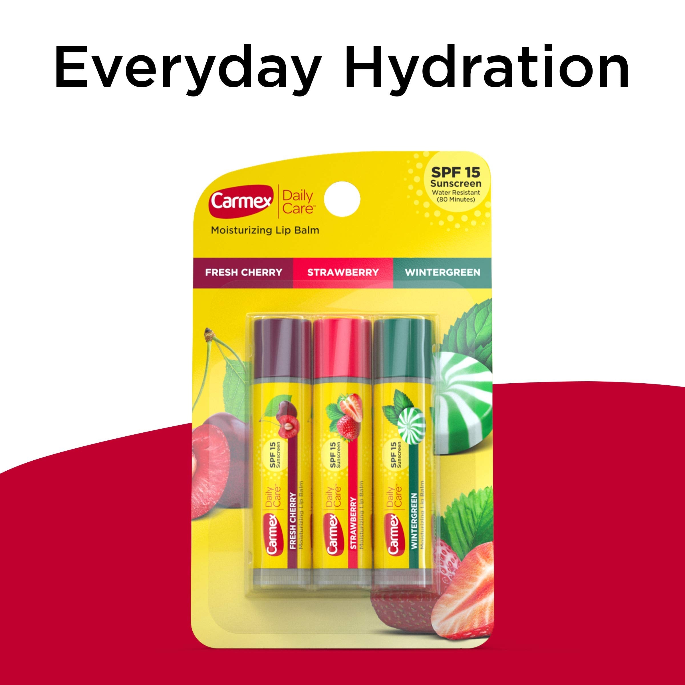 Carmex Daily Care Lip Balm Sticks SPF 15 – 9-Count Multi-Flavor Pack (3 x 3)