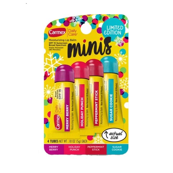 Carmex 4 Mini Tubes Daily Care Moisturizing SPF 15 Soft Lip Balm — Limited Edition