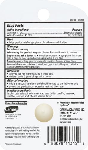 Carmex Classic Lip Balm Medicated 0.25 oz – Pack of 10 | Soothing Lip Care