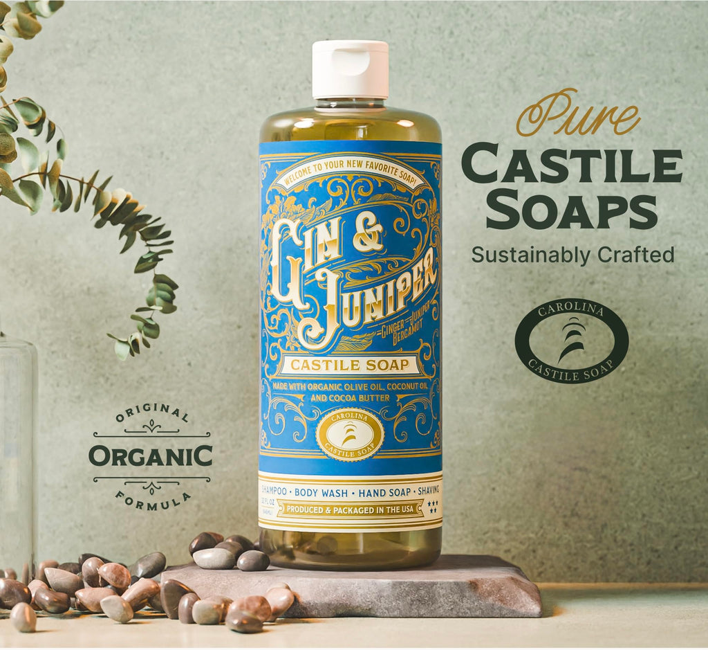 Carolina Castile Soap Gin & Juniper – Organic Olive Oil Castile Body Wash, Concentrated (1 Gal)