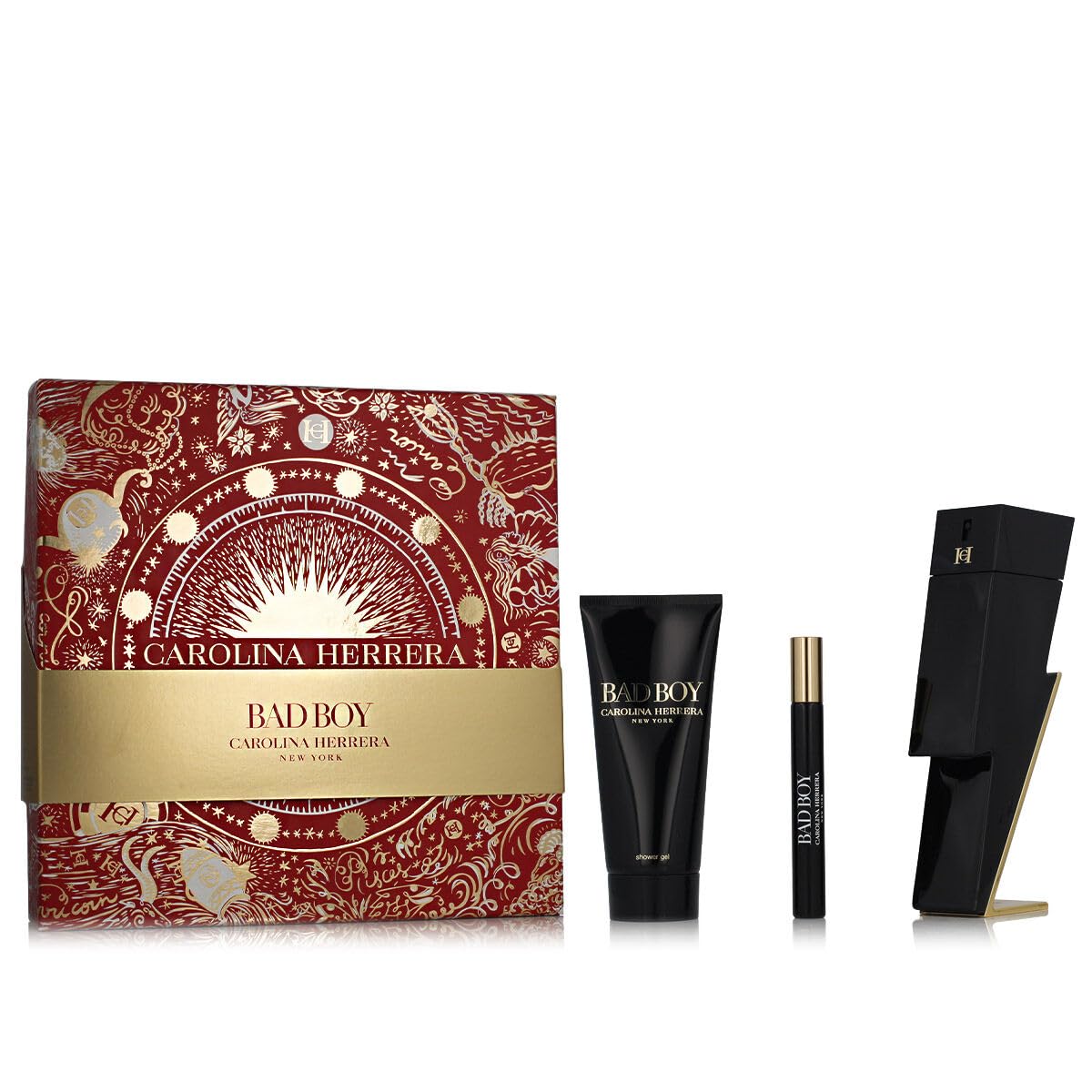 Carolina Herrera Bad Boy 3-Piece EDT Gift Set for Men – EDT Spray, Shower Gel & Mini
