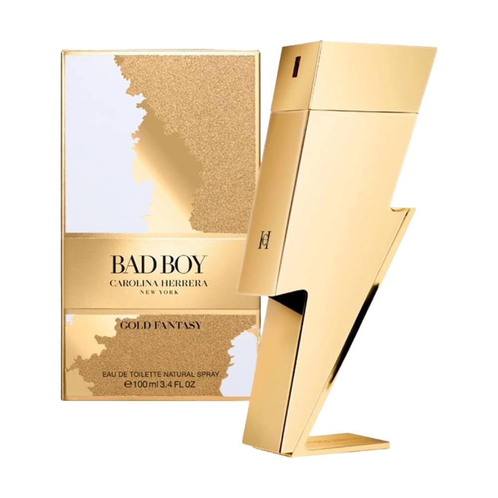 Carolina Herrera Bad Boy Gold Fantasy Eau de Toilette for Men – Collector's Edition, 3.4 oz