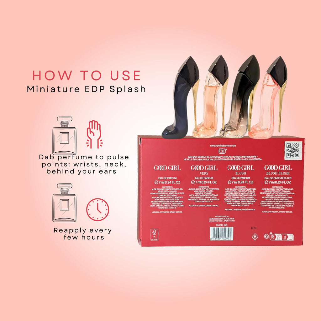 Carolina Herrera Good Girl 4-Piece Mini Splash Gift Set – 0.24 Fl Oz Each