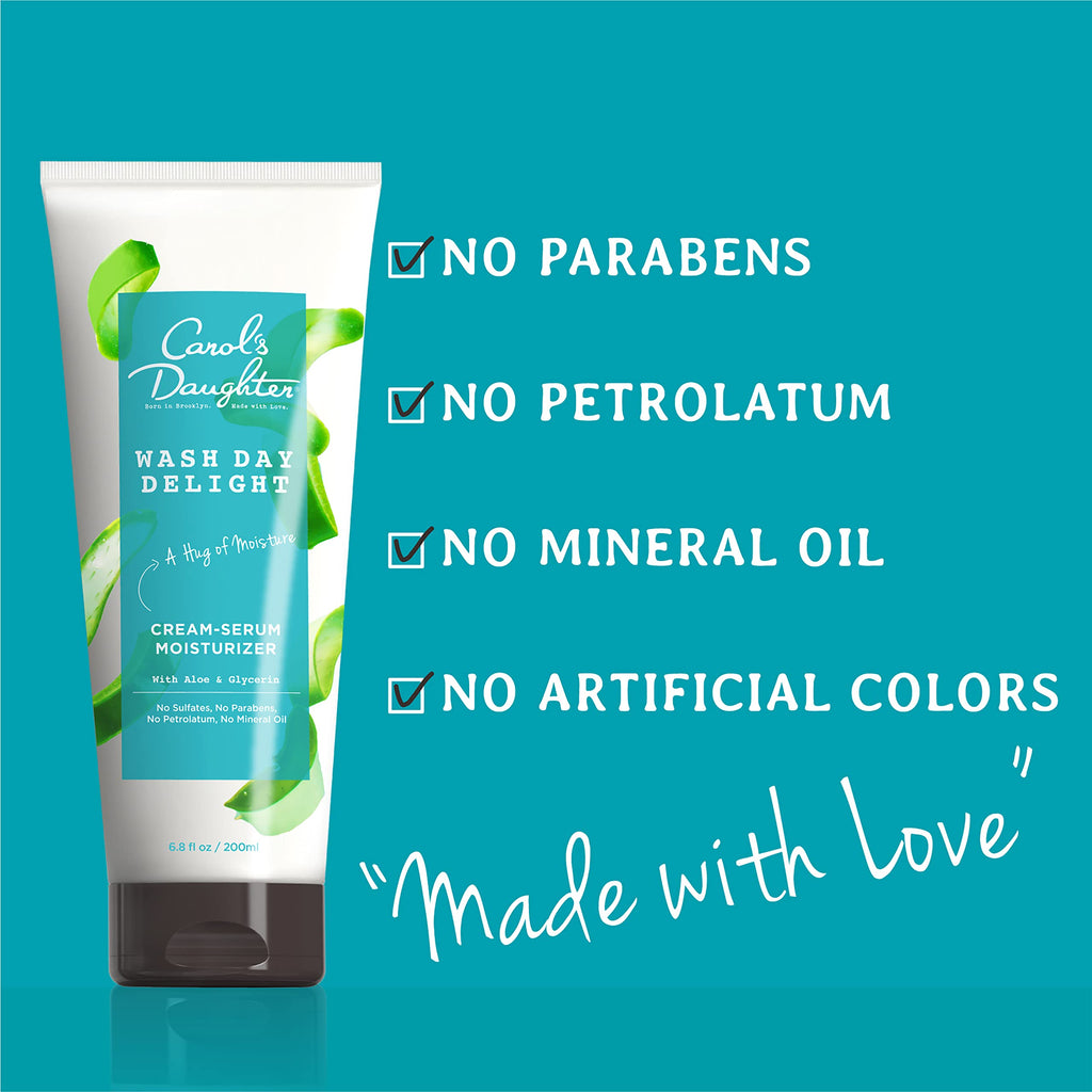 Carol's Daughter Wash Day Delight Cream Serum Moisturizer for Curly Hair – Anti-Frizz, Aloe & Glycerin, 6.8 fl oz
