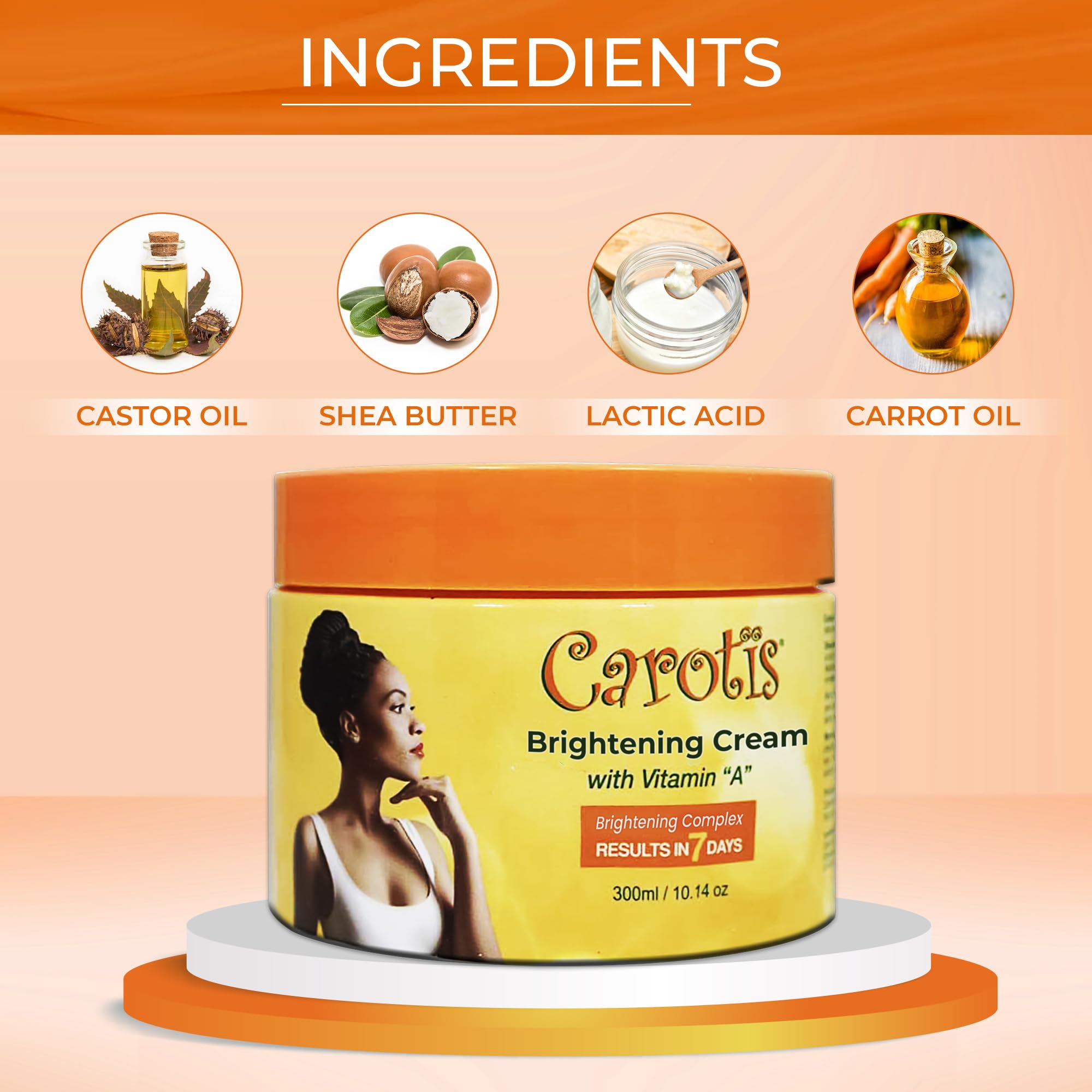 CAROTÏS Skin Brightening Cream – 2-Pack, 300ml Each, 7-Day Night Cream with Vitamin A