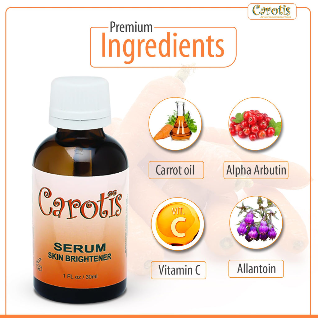 CAROTÏS Brightening Serum 1oz – Alpha Arbutin Complex & Beta Carotene for More Even-Looking Skin