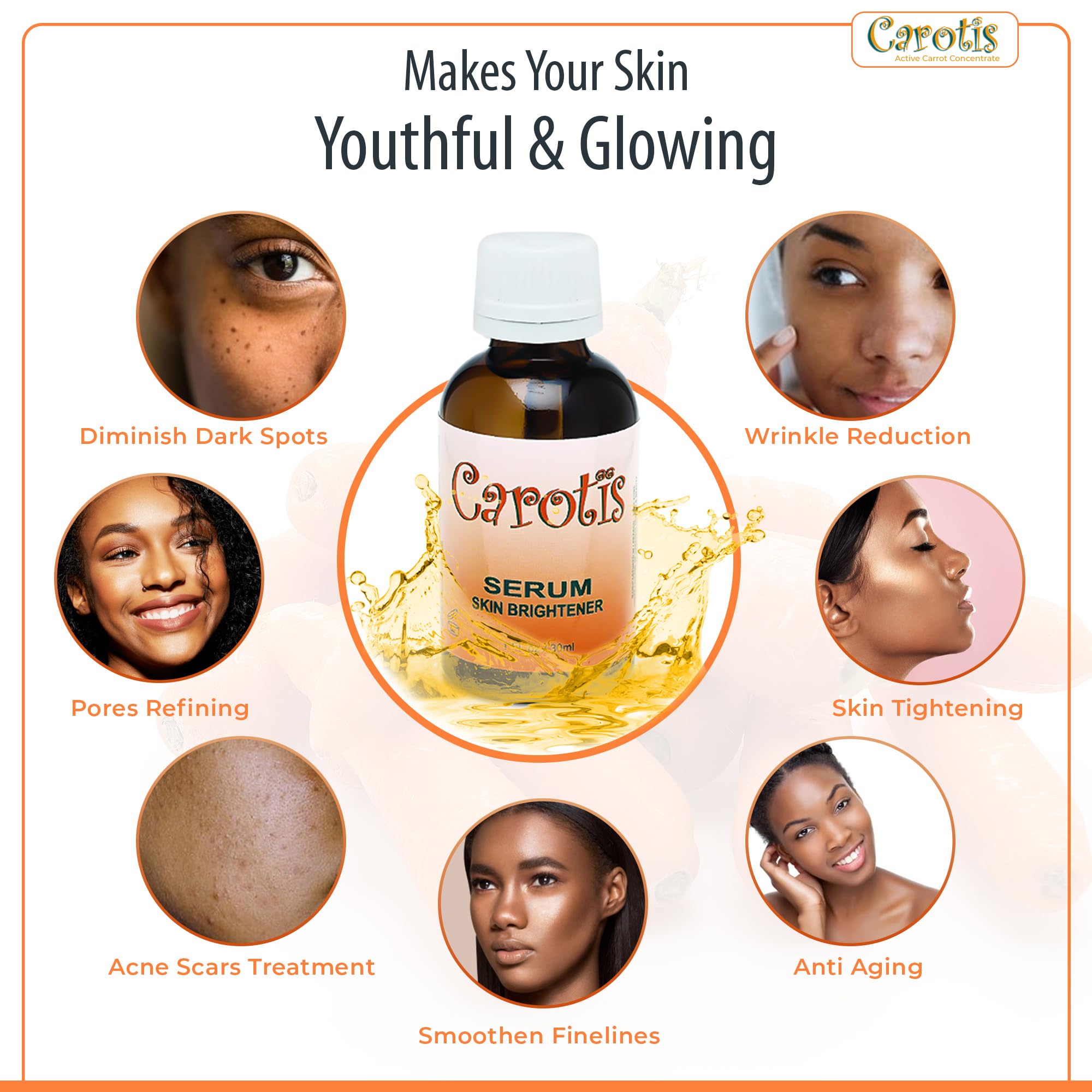 CAROTÏS Brightening Serum 1oz – Alpha Arbutin Complex & Beta Carotene for More Even-Looking Skin