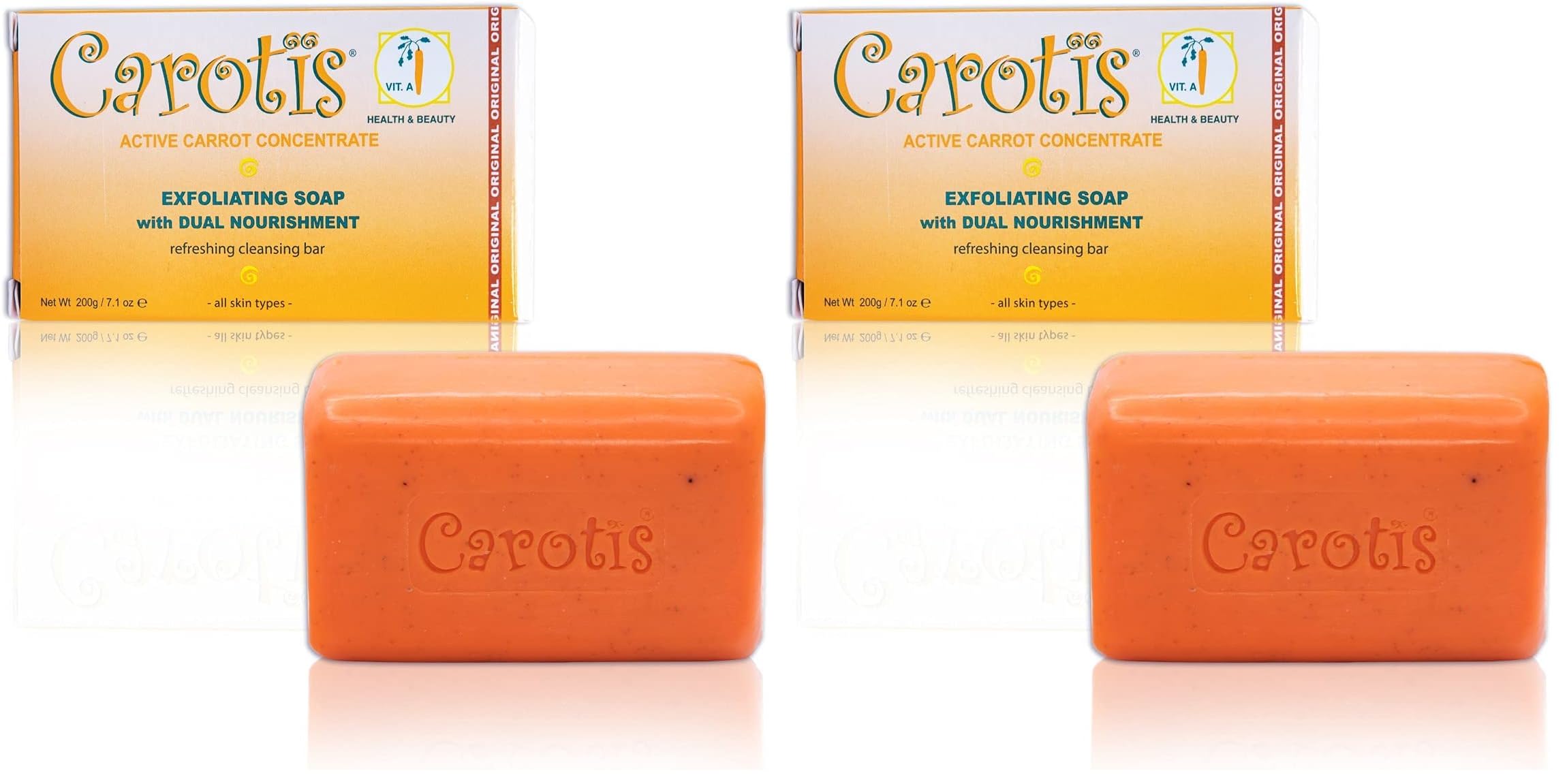 CAROTÏS Exfoliating Soap 200g – Pack of 2, Vitamin A & Carrot Oil for Radiant Skin