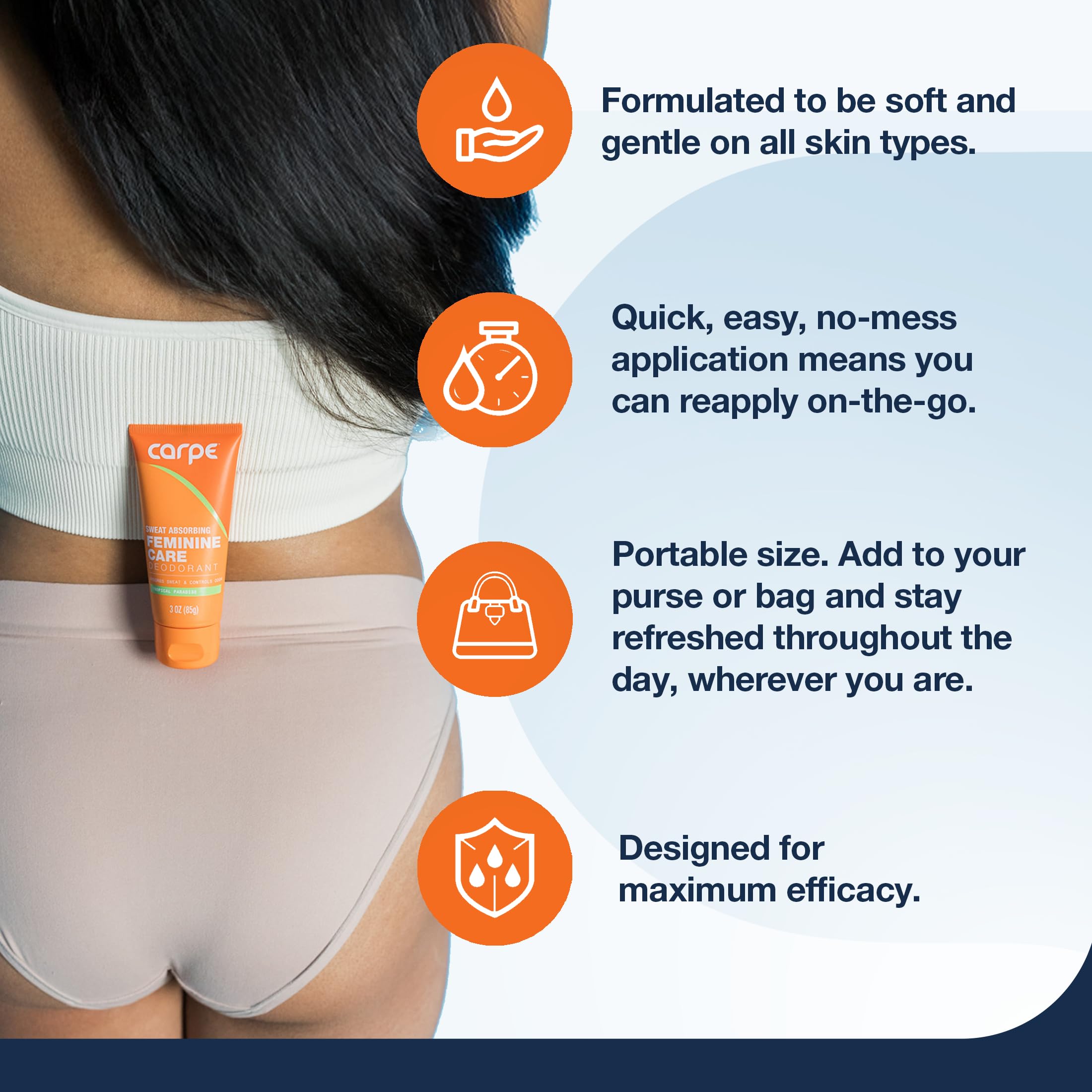 Carpe Feminine Care Intimate Deodorant – pH Balanced, Vanilla Peach