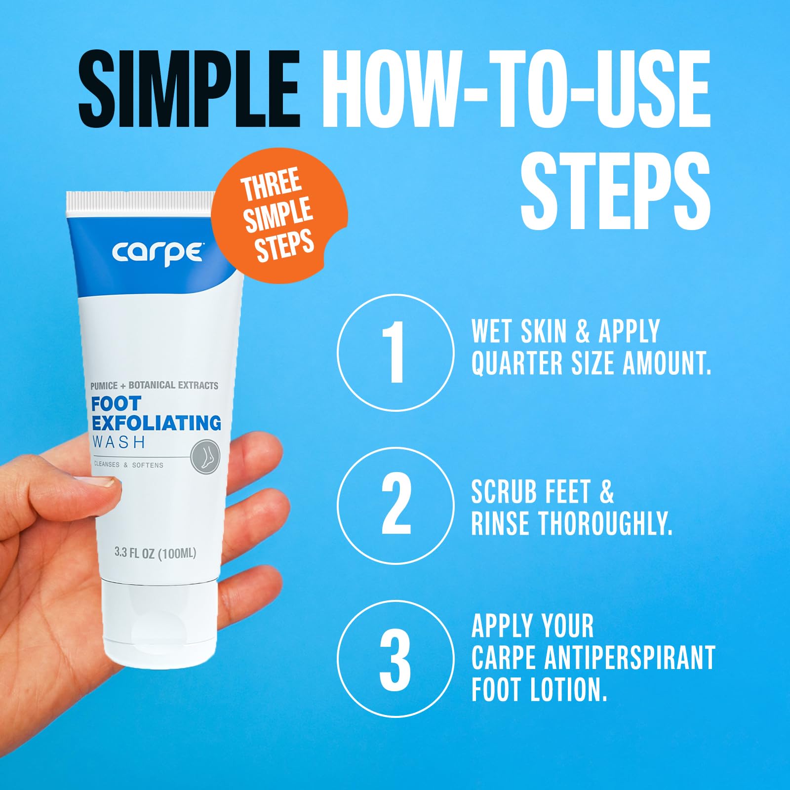 Carpe Exfoliating Foot Scrub – Odor Protection & Minty Fresh Feet
