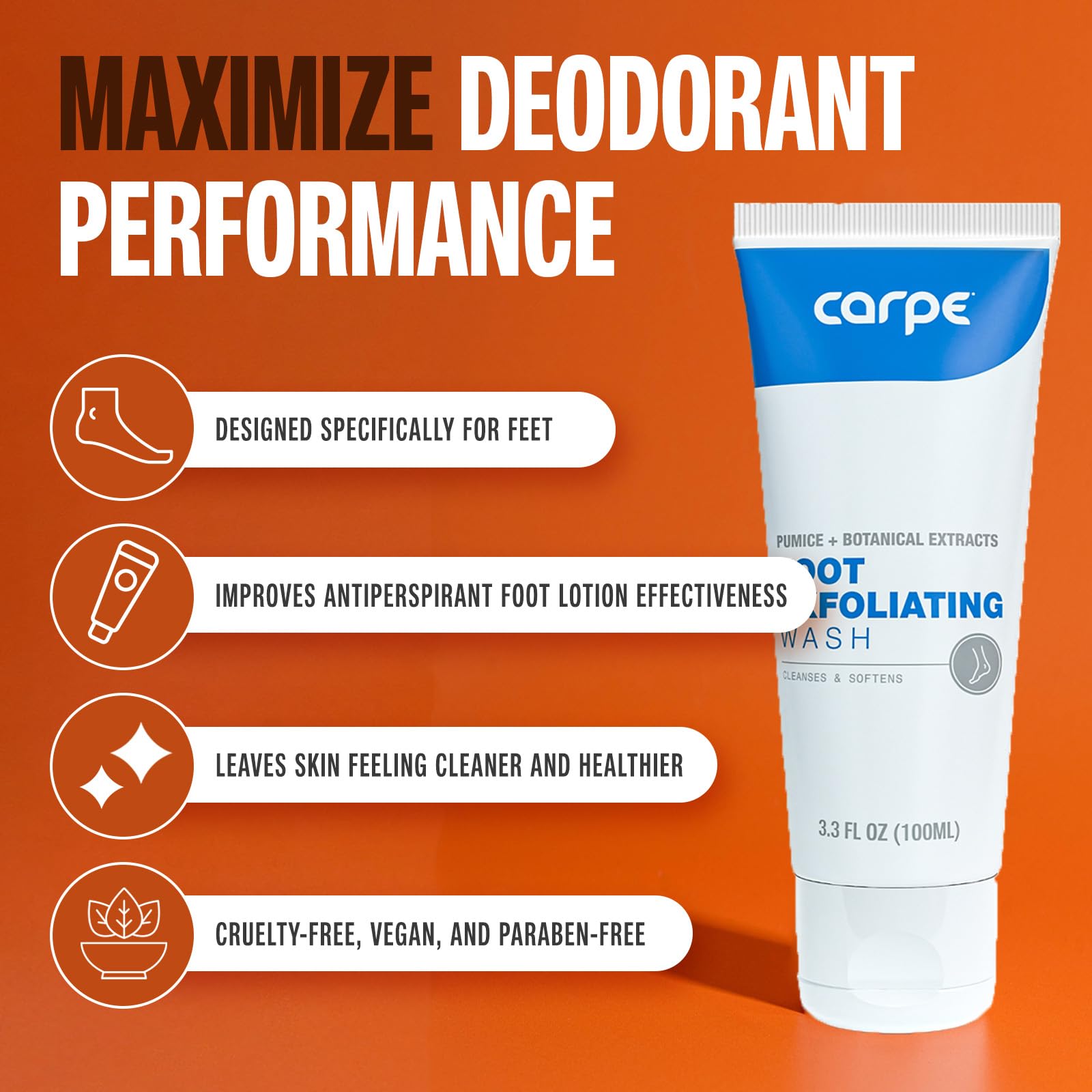 Carpe Exfoliating Foot Scrub – Odor Protection & Minty Fresh Feet